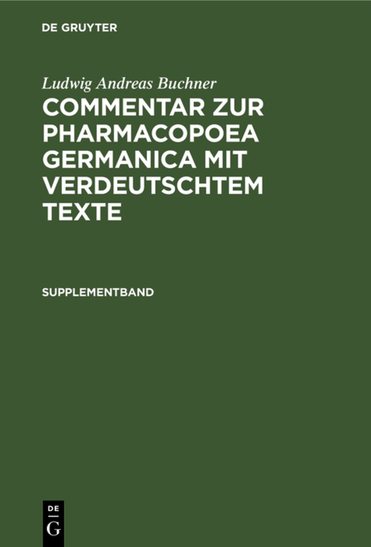 Cover image for Supplementband ISBN 9783110680249