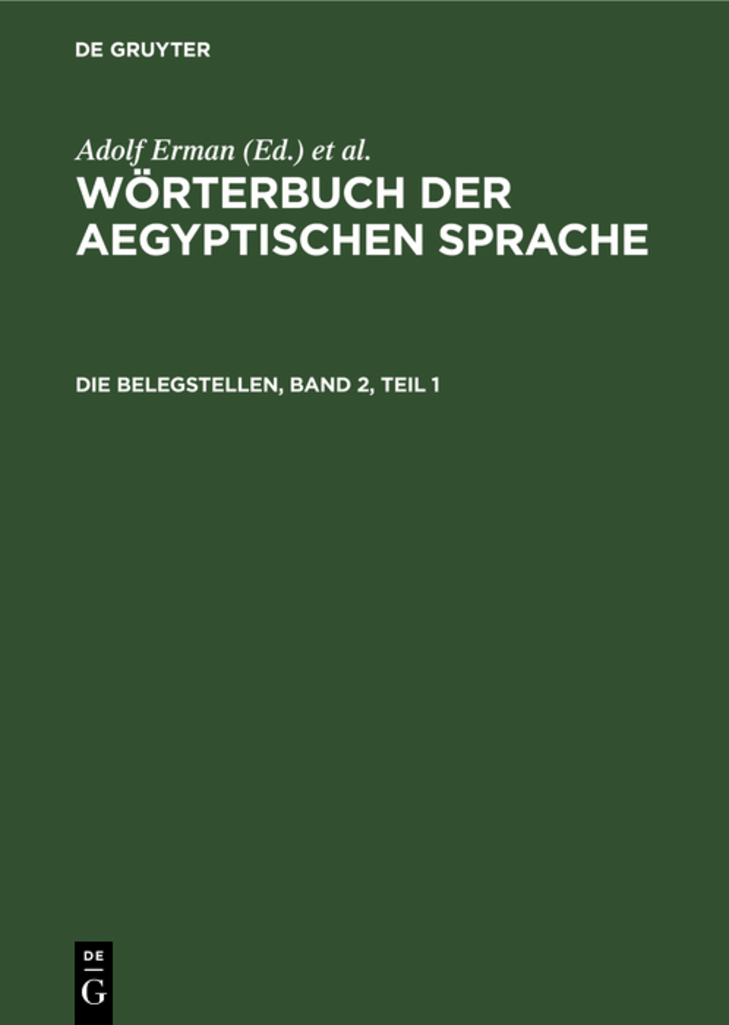 Die Belegstellen, Band 2, Teil 1