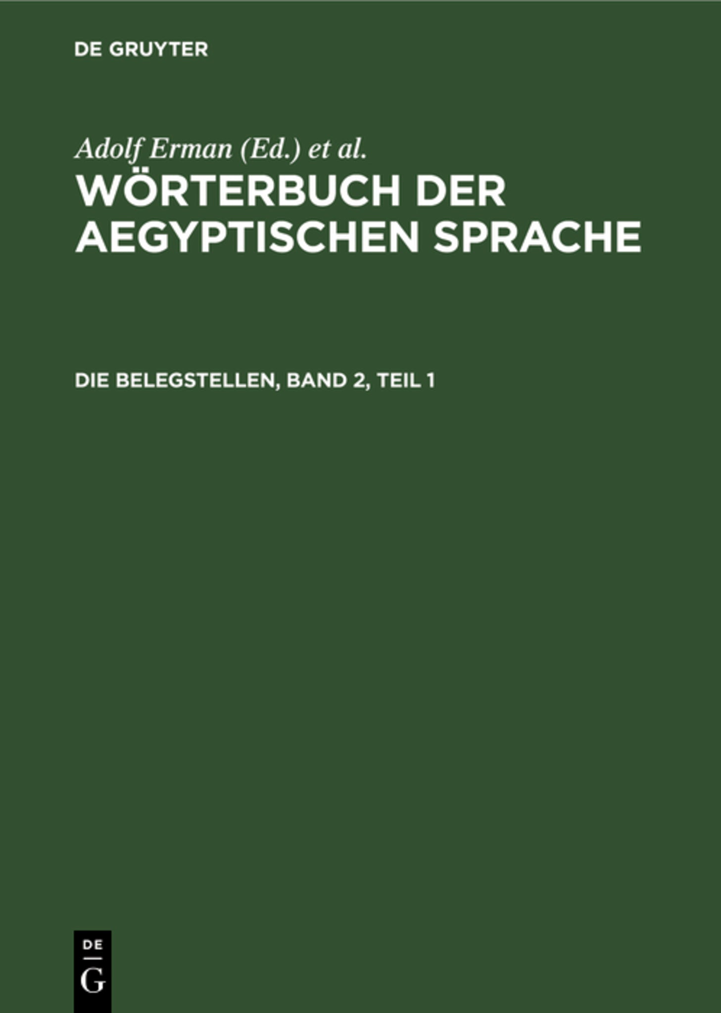 Die Belegstellen, Band 2, Teil 1