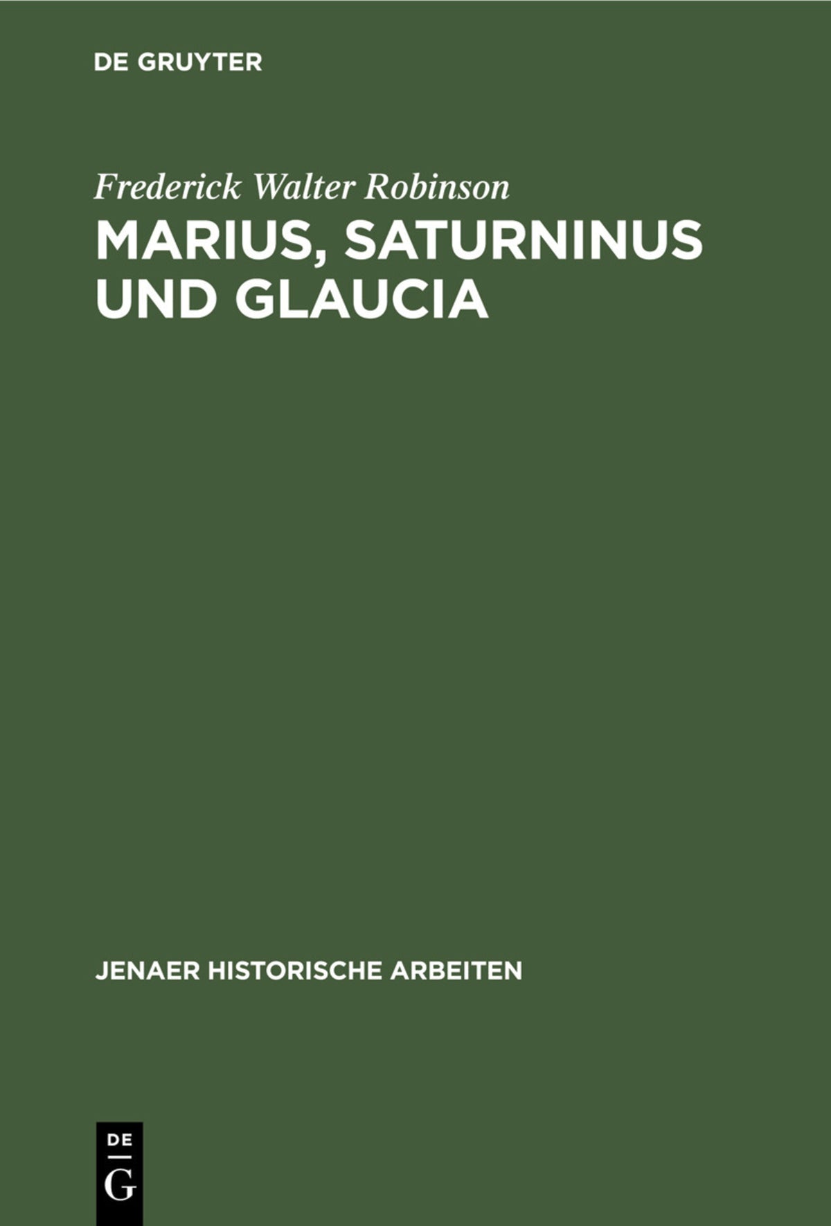 Cover image for Marius, Saturninus und Glaucia ISBN 9783112450475