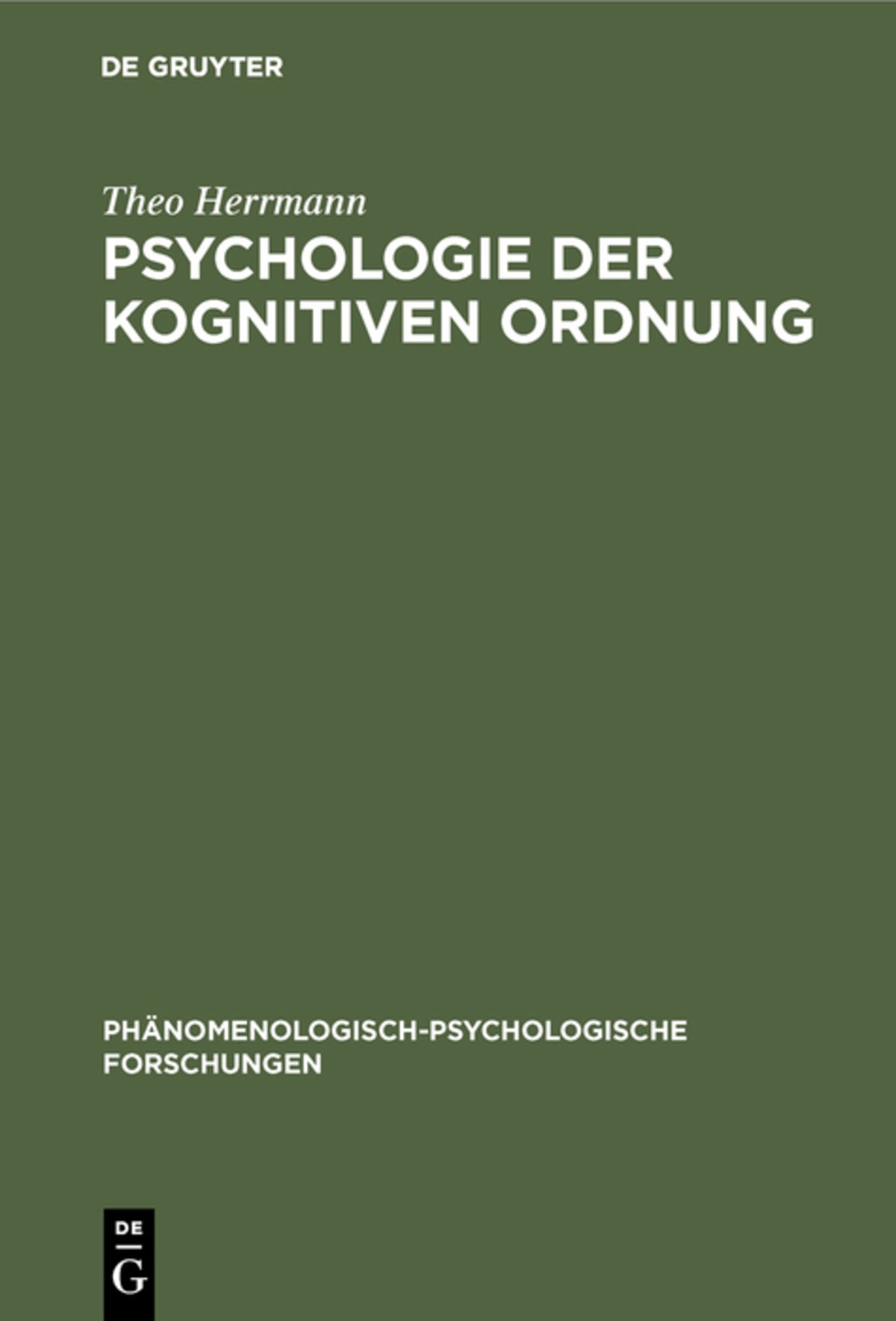 Cover image for Psychologie der kognitiven Ordnung ISBN 9783110032437