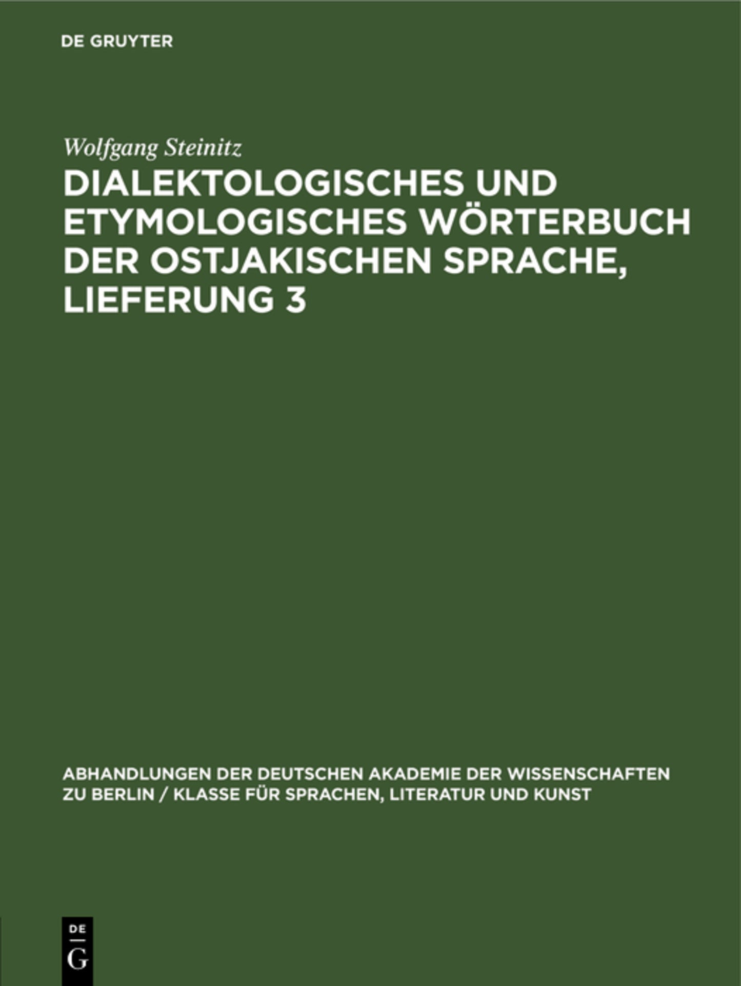 Dialektologisches und etymologisches Wörterbuch der ostjakischen Sprache, Lieferung 3