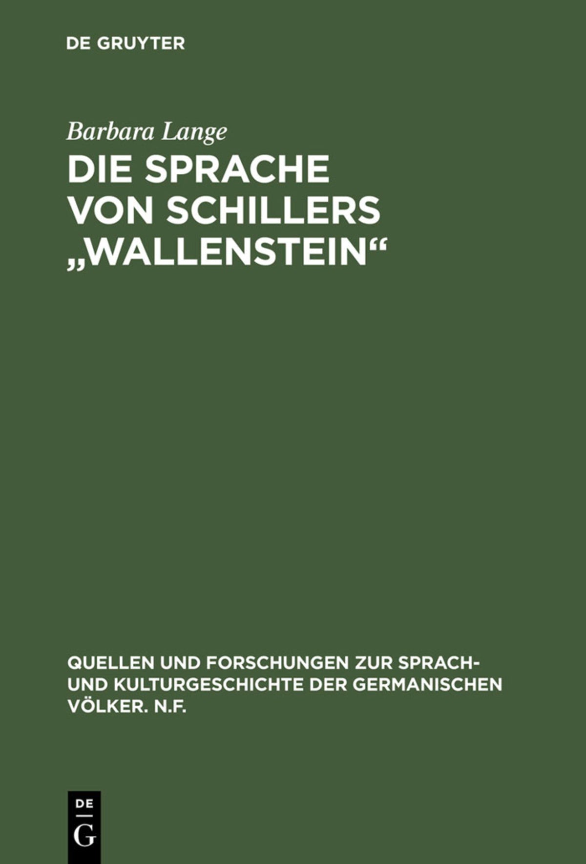 Cover image for Die Sprache von Schillers "Wallenstein" ISBN 9783110041057