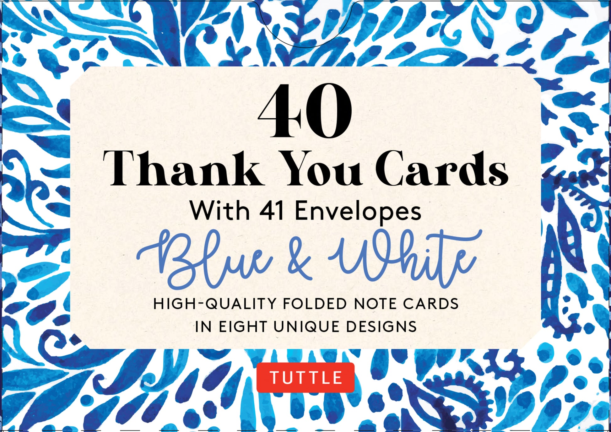 Blue & White, 40 Thank You Cards with Envelopes