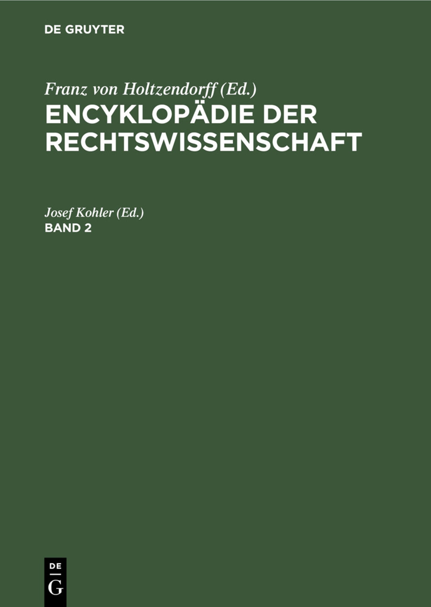 Encyklopädie der Rechtswissenschaft. Band 2