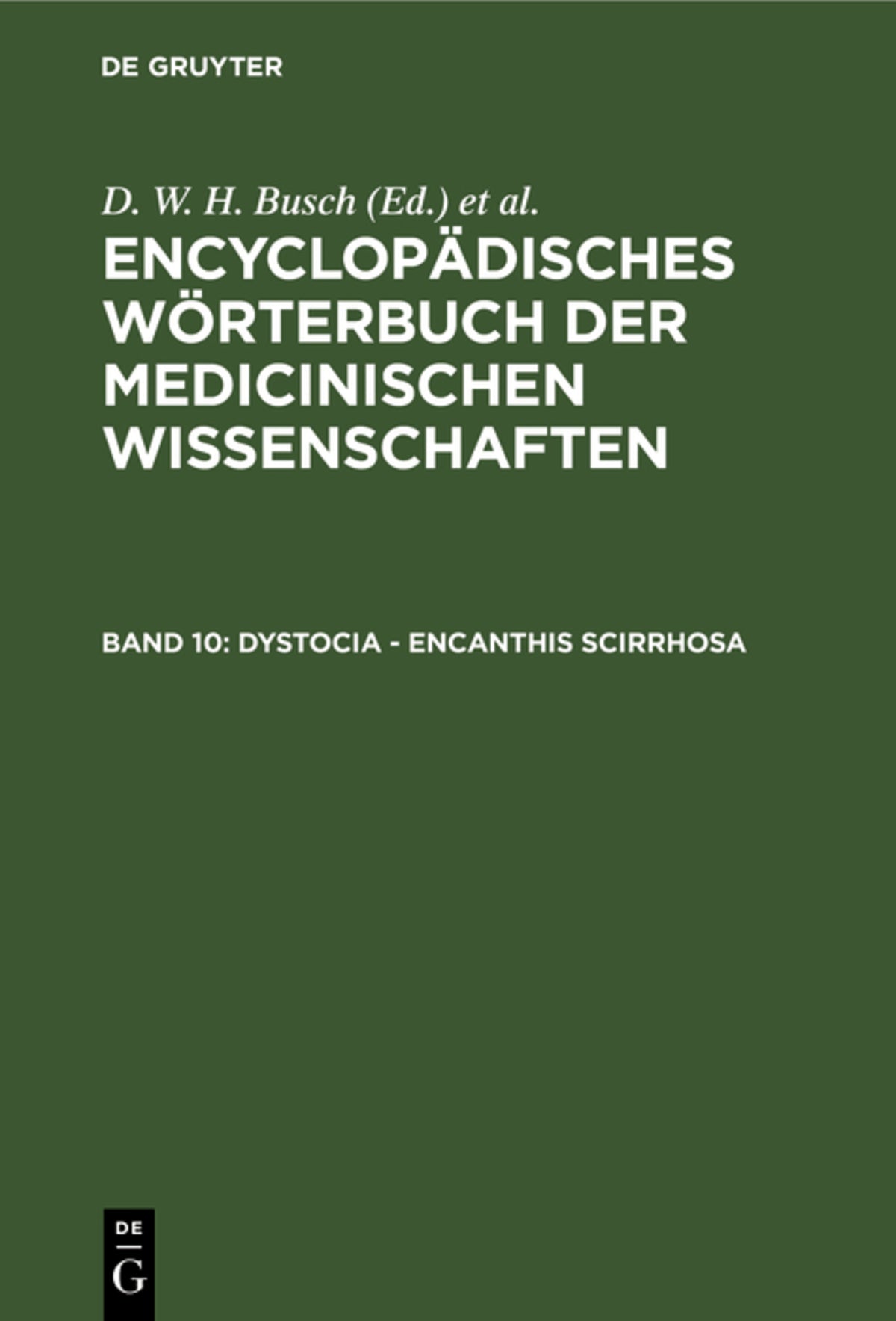 Cover image for Dystocia - Encanthis scirrhosa ISBN 9783111038865