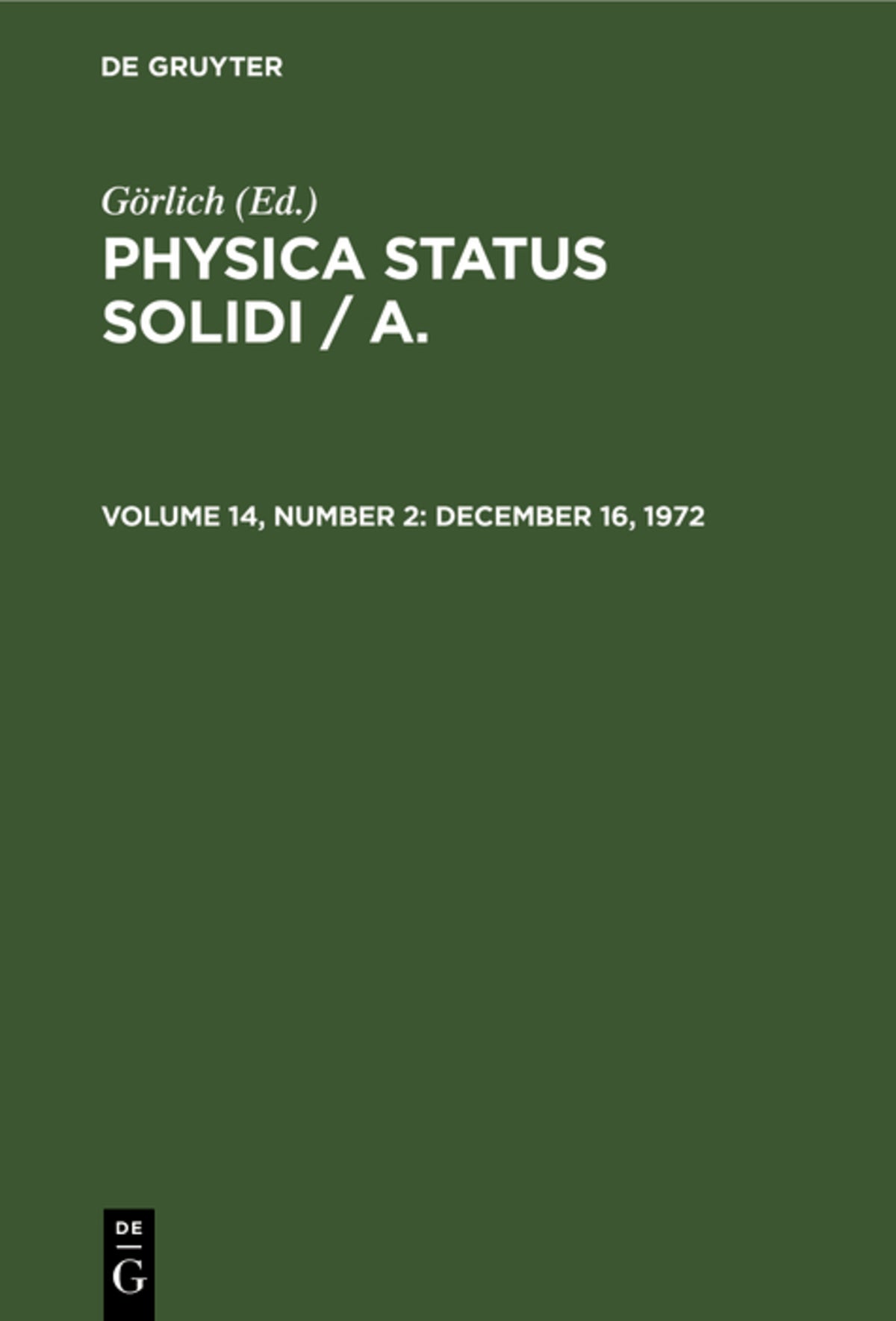 Cover image for December 16, 1972 ISBN 9783112496510