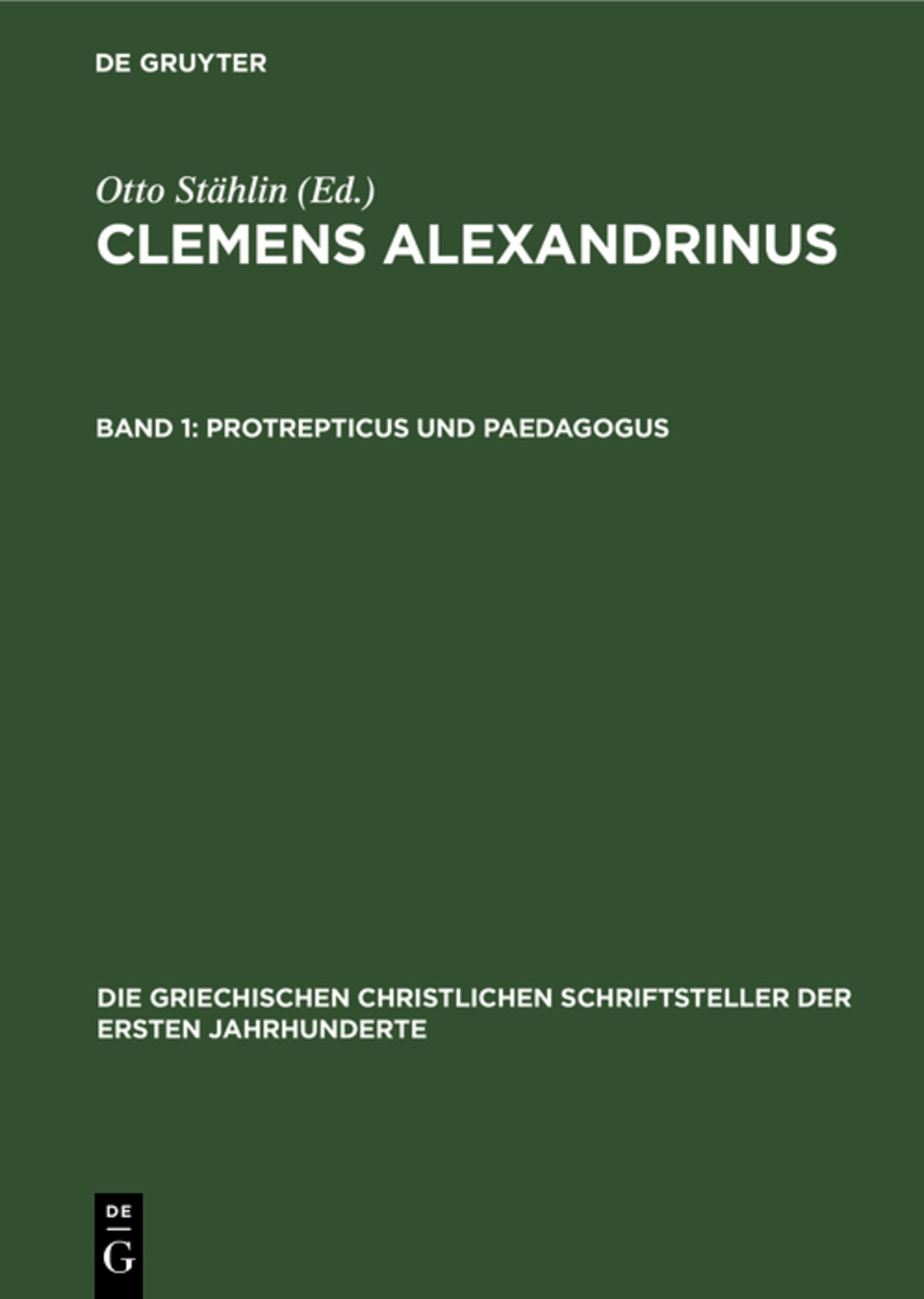 Cover image for Protrepticus und Paedagogus ISBN 9783112469576