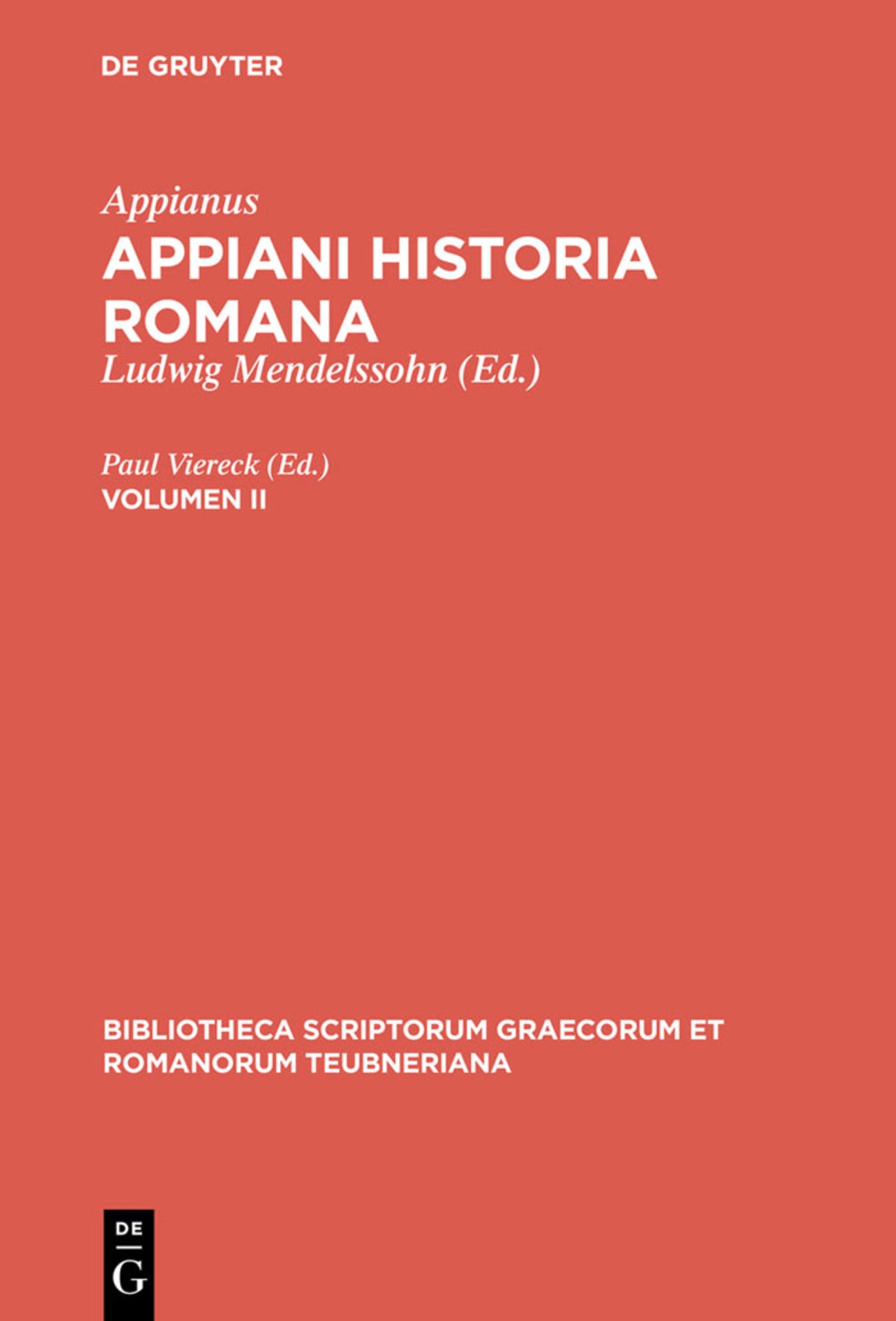 Cover image for Appiani Historia Romana ISBN 9783110294118