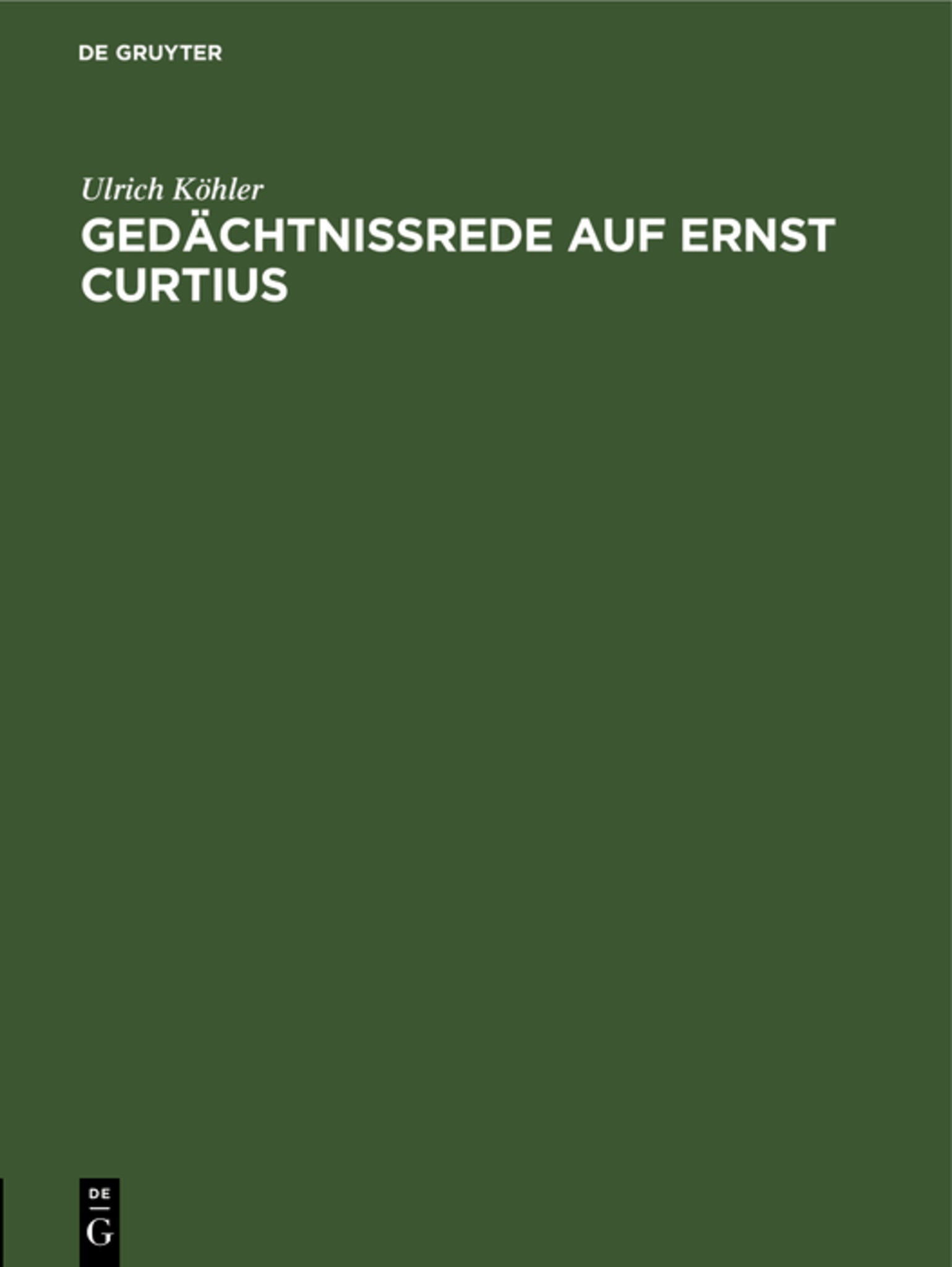 Gedächtnissrede auf Ernst Curtius