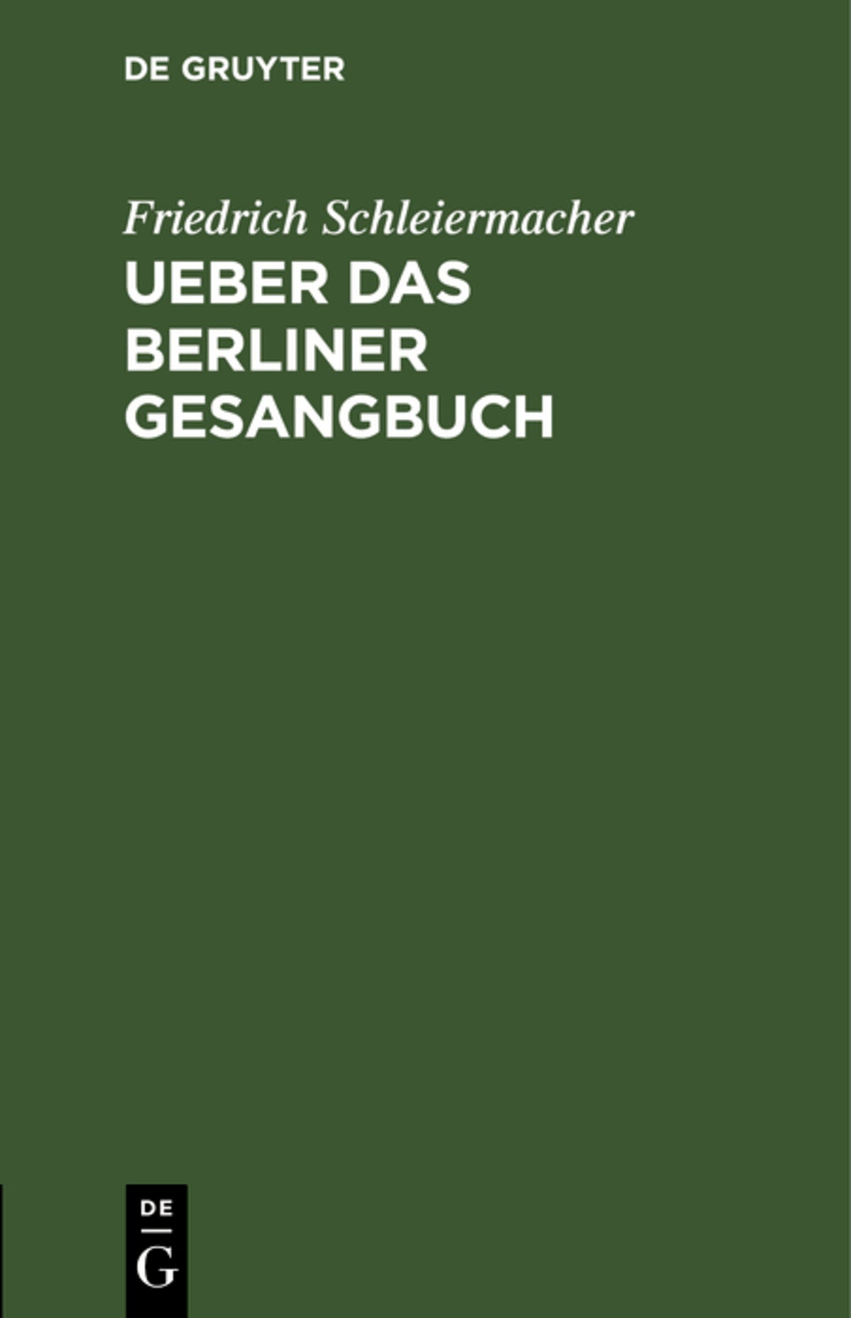 Cover image for Ueber das Berliner Gesangbuch ISBN 9783111301358