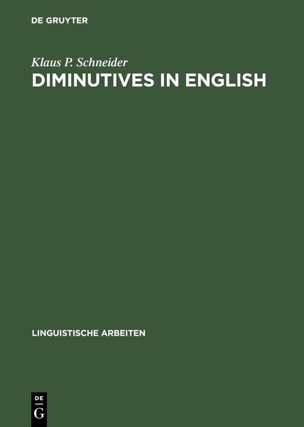 Cover image for Diminutives in English ISBN 9783484304796