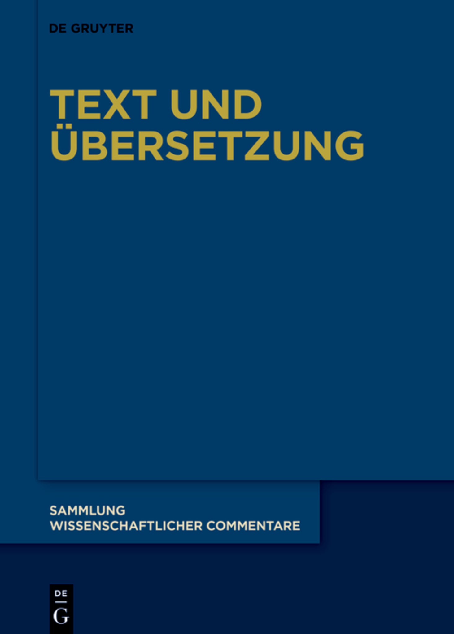 Cover image for Text und Übersetzung ISBN 9783110703320