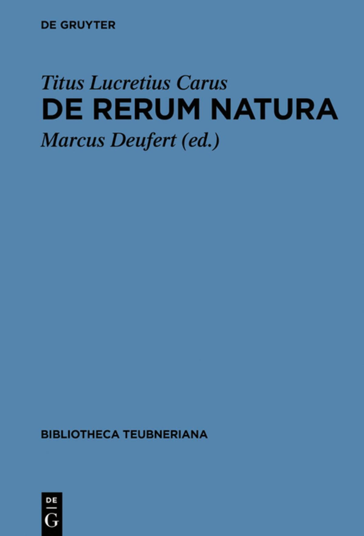 Cover image for De rerum natura ISBN 9783110262513