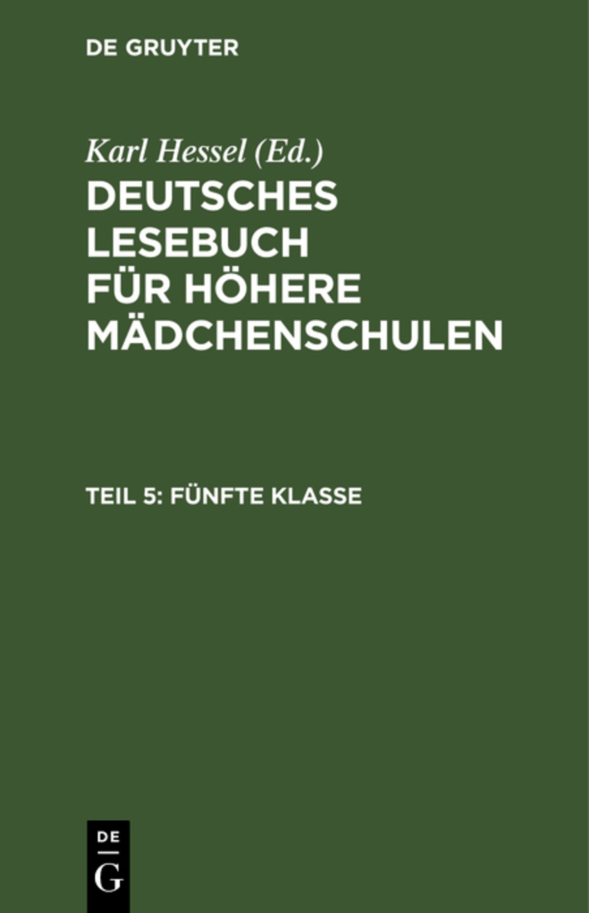 Cover image for Fünfte Klasse ISBN 9783111195988