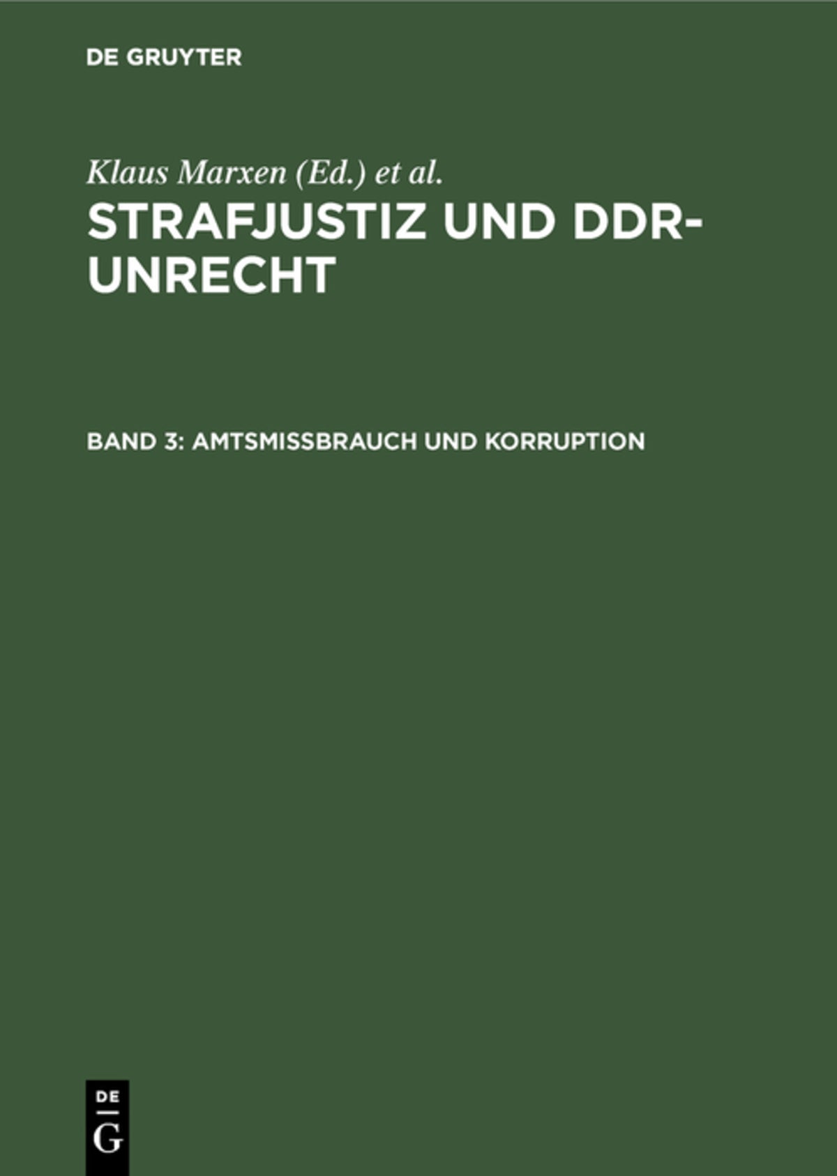 Cover image for Amtsmissbrauch und Korruption ISBN 9783110174403