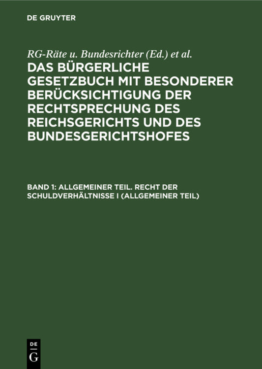 Allgemeiner Teil. Recht der Schuldverhältnisse I (Allgemeiner Teil)