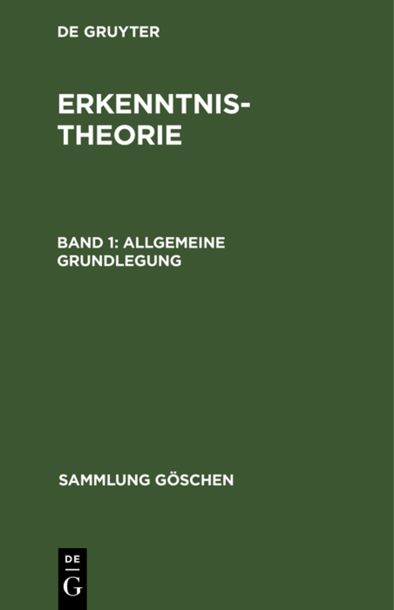 Cover image for Allgemeine Grundlegung ISBN 9783111007779