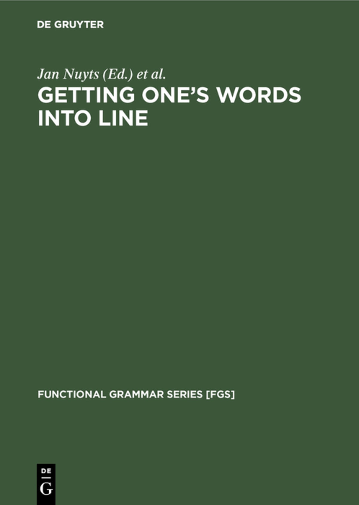 Cover image for Getting One's Words into Line ISBN 9783110132953