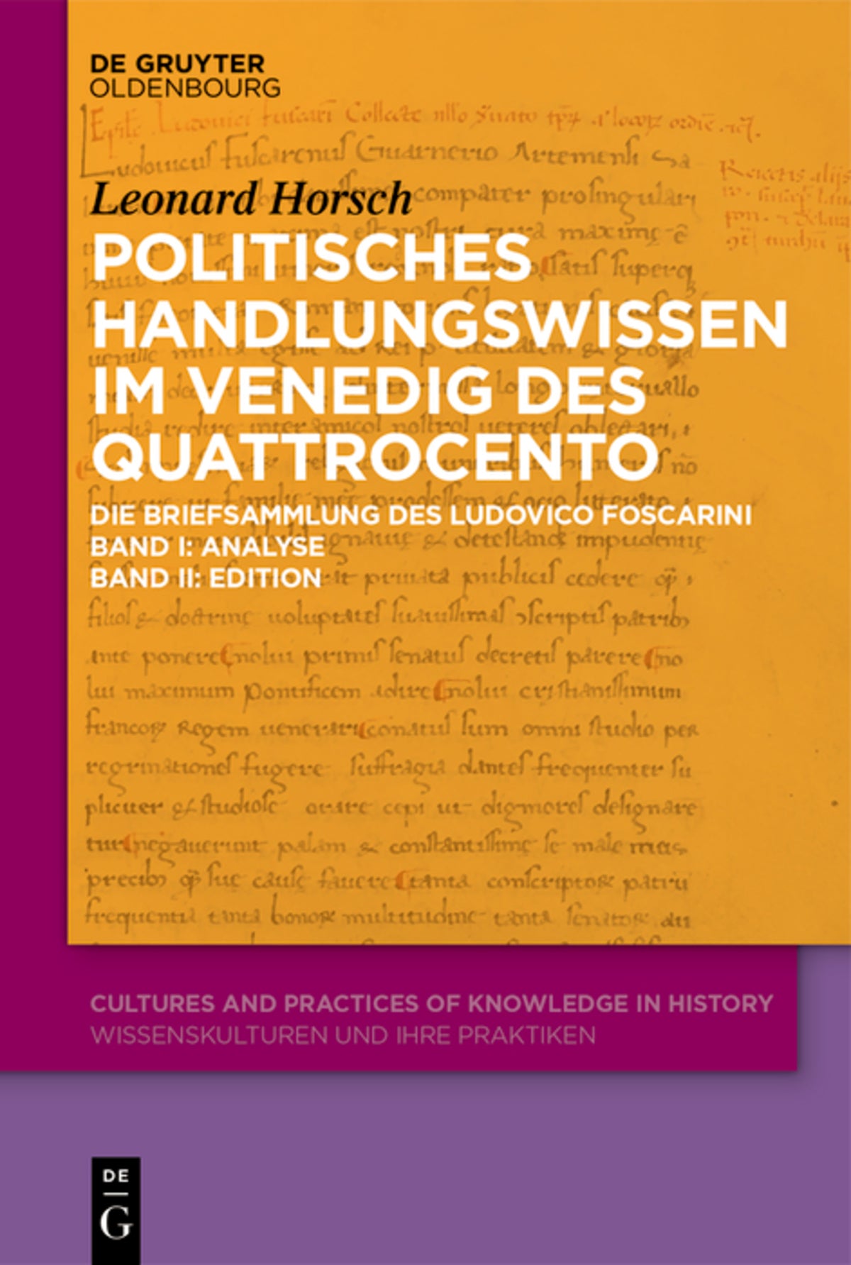 Cover image for Politisches Handlungswissen im Venedig des Quattrocento ISBN 9783111168647