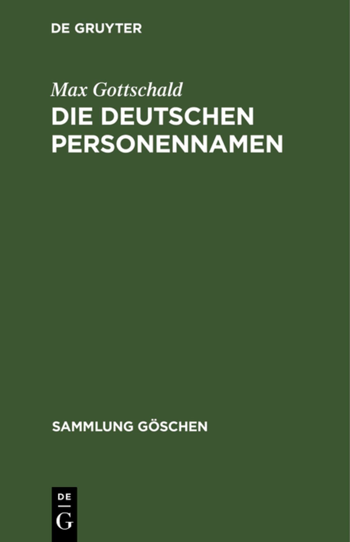 Cover image for Die Deutschen Personennamen ISBN 9783111009902