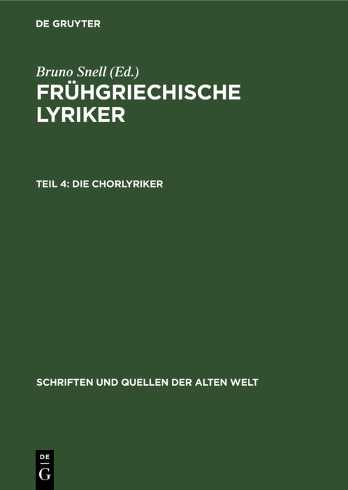 Cover image for Die Chorlyriker ISBN 9783112528631