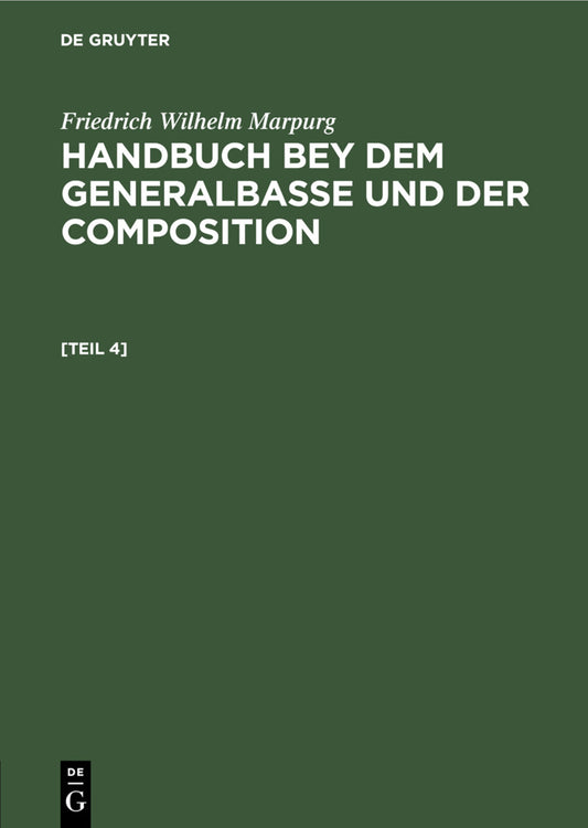 Anhang zum Handbuche bey dem Generalbasse und der Composition