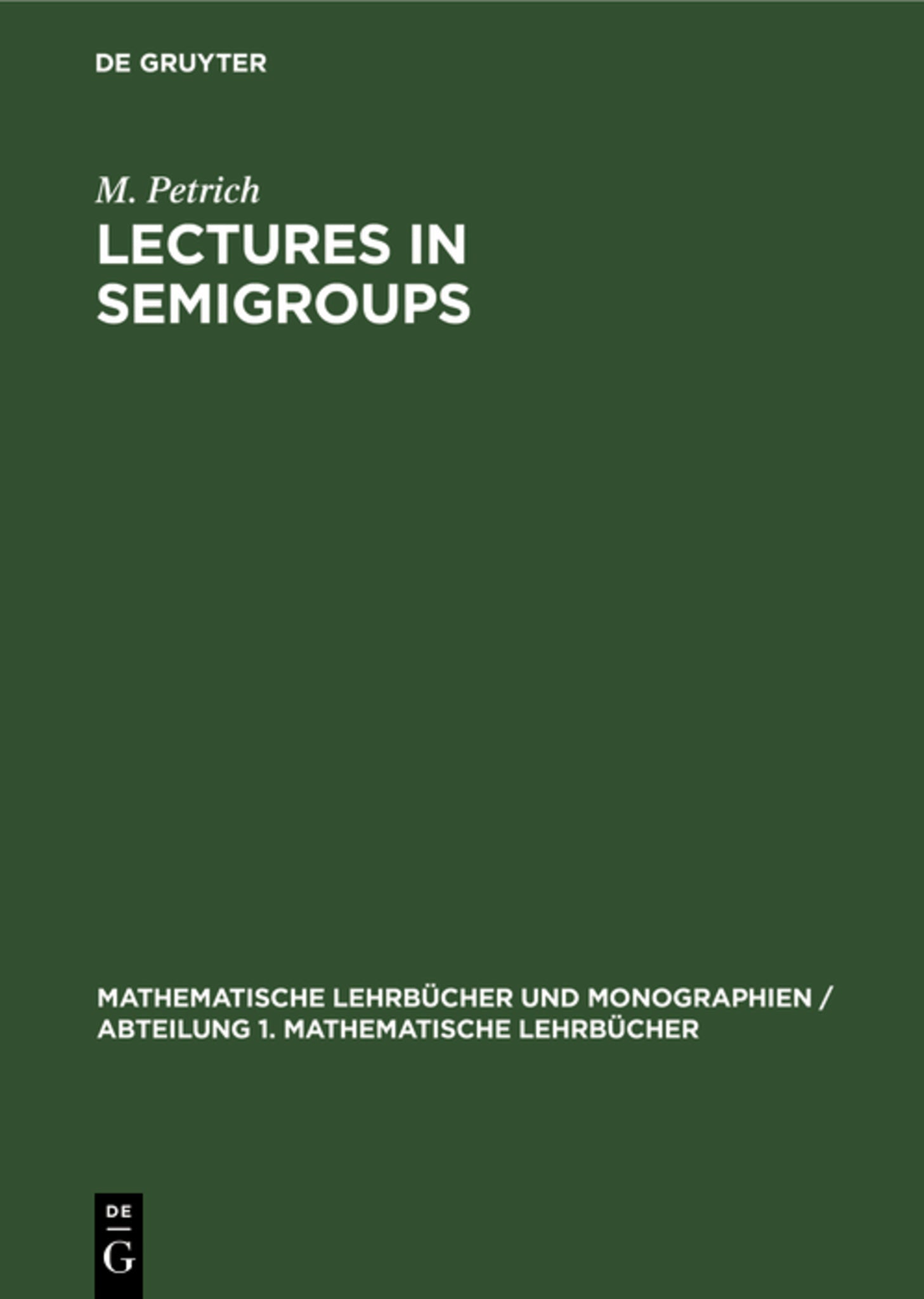 Cover image for Lectures in Semigroups ISBN 9783112619339
