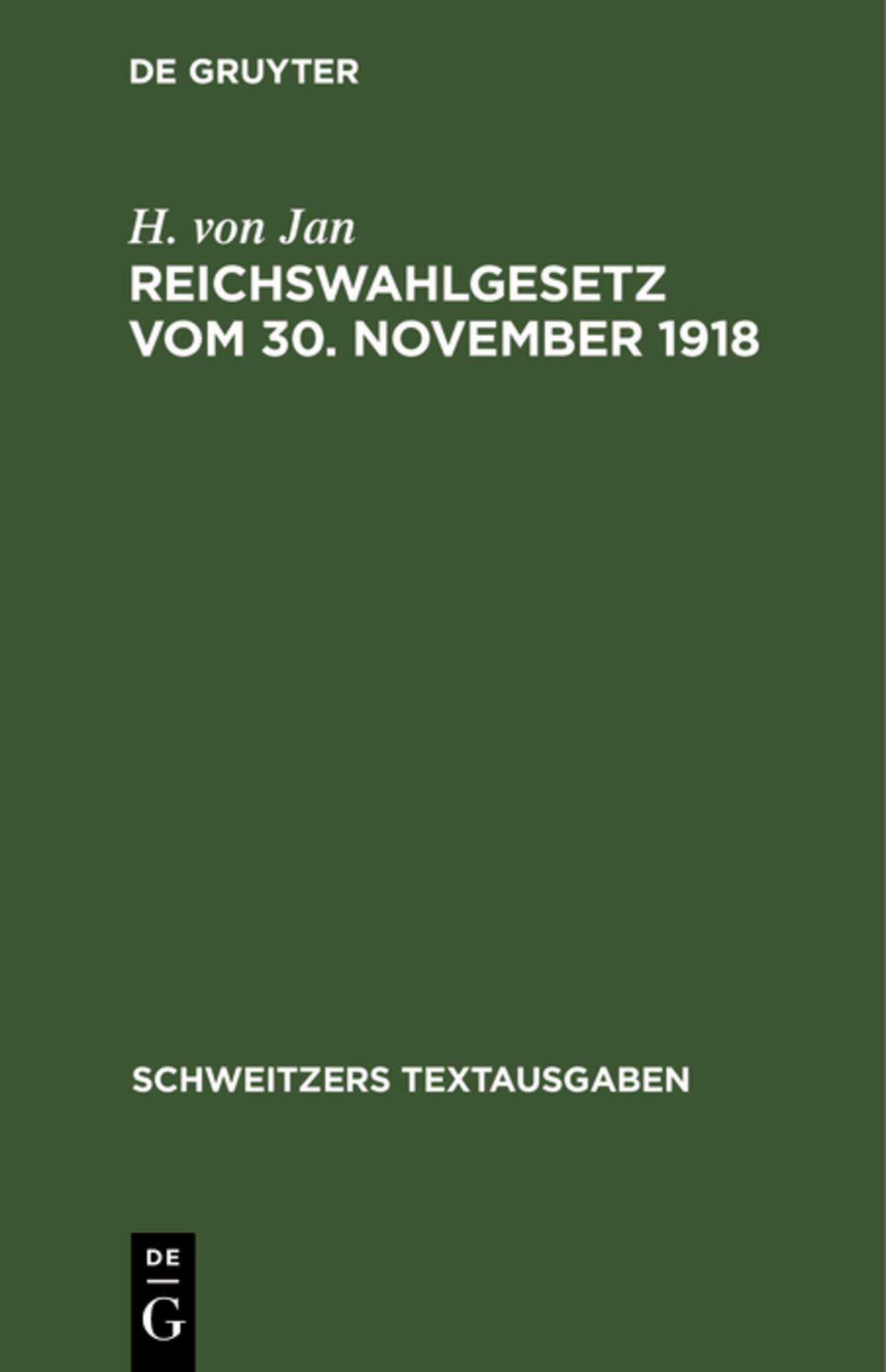 Reichswahlgesetz vom 30. November 1918