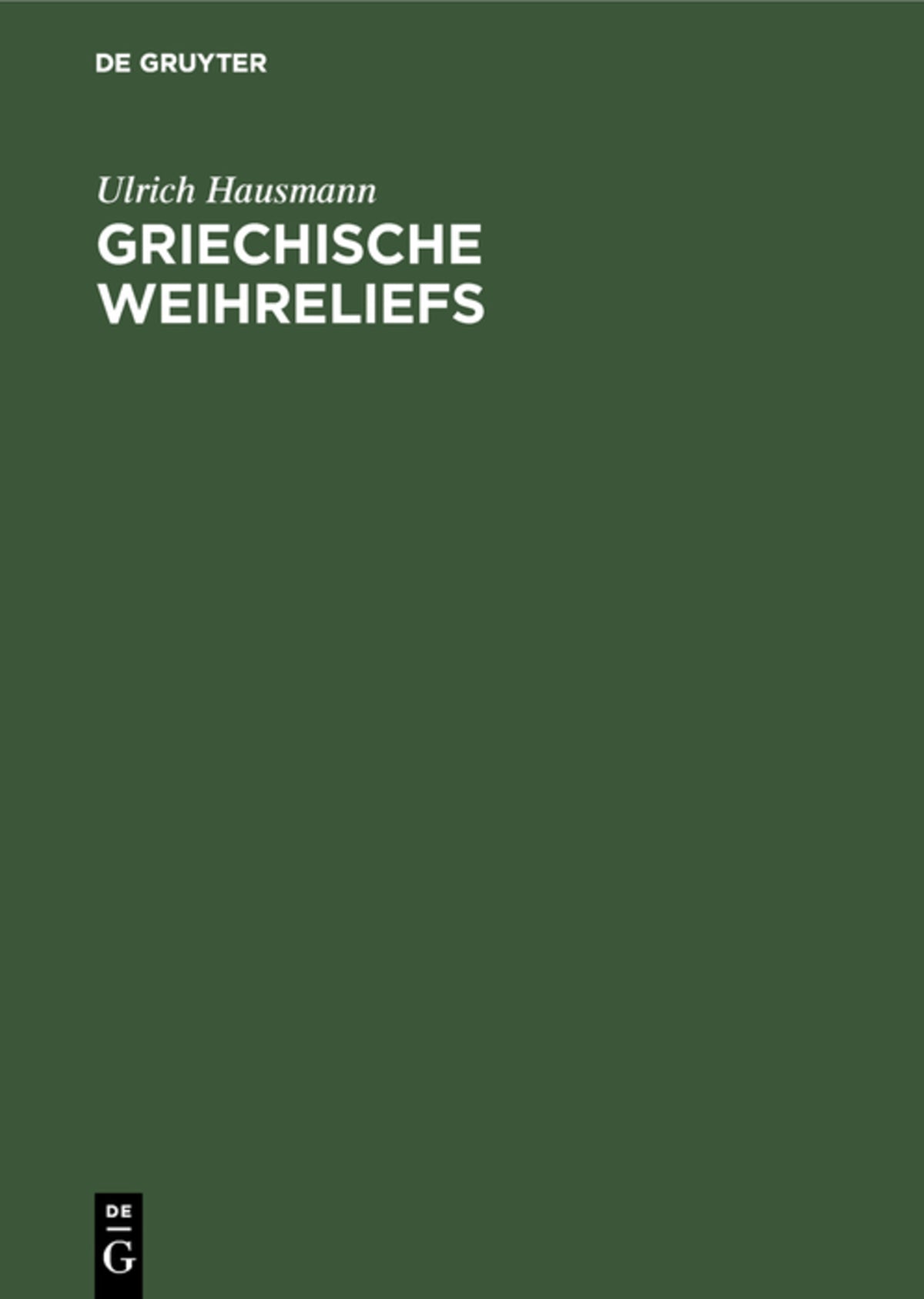 Cover image for Griechische Weihreliefs ISBN 9783110032826
