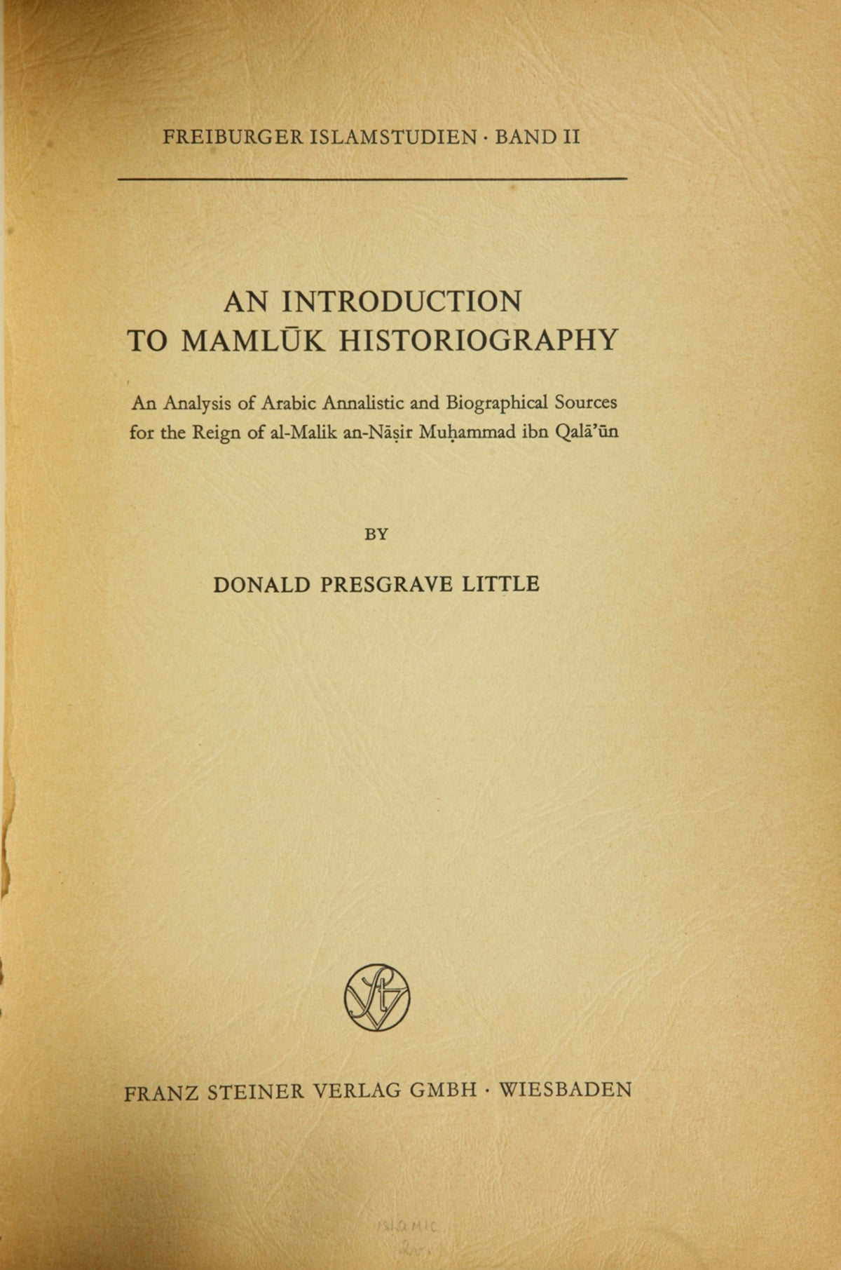 Cover image for Introduction to Mamluk Historiograph ISBN 9780773594258