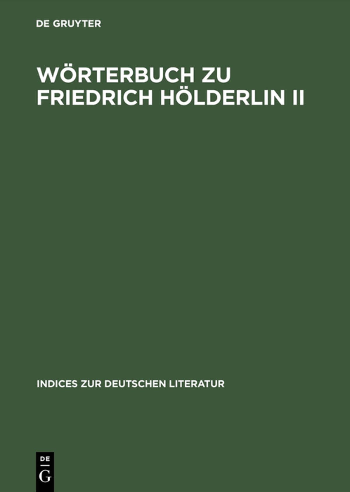 Cover image for Wörterbuch zu Friedrich Hölderlin II ISBN 9783484380196