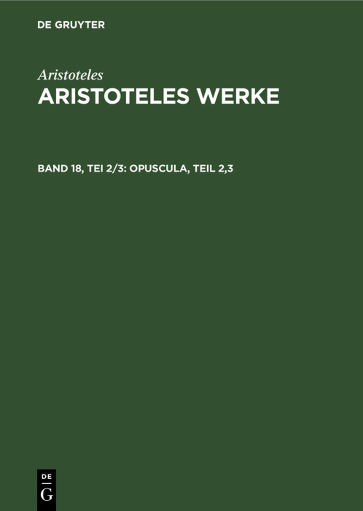 Cover image for Opuscula, Teil 2,3 ISBN 9783112611999
