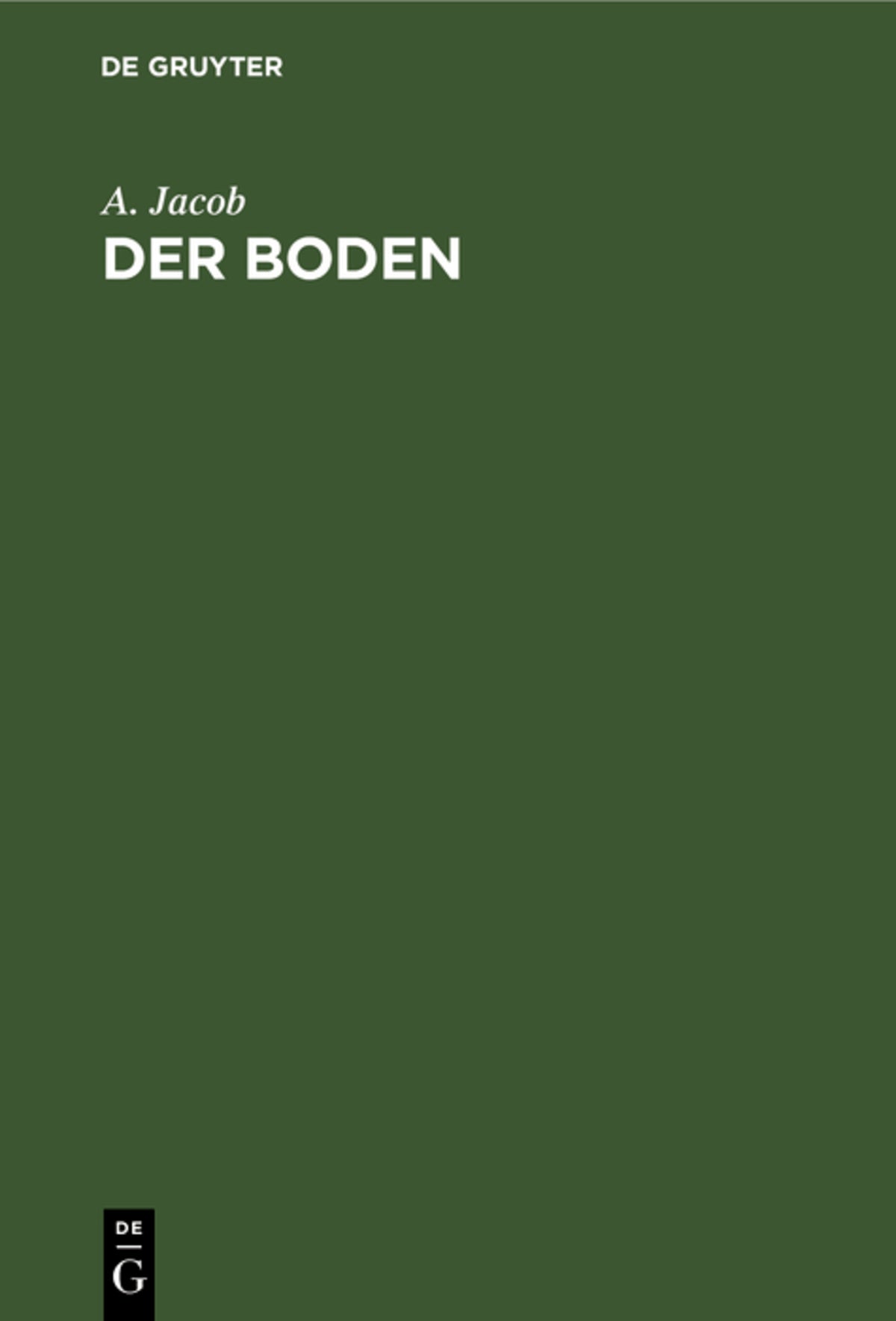 Cover image for Der Boden ISBN 9783112594339