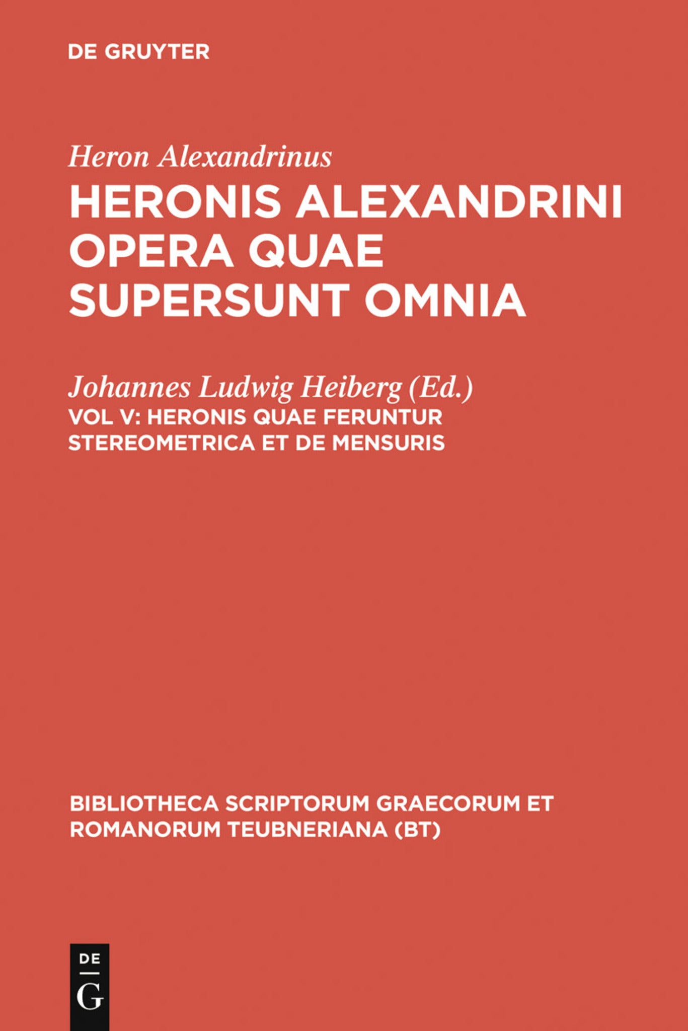 Cover image for Heronis quae feruntur stereometrica et de mensuris ISBN 9783598714177