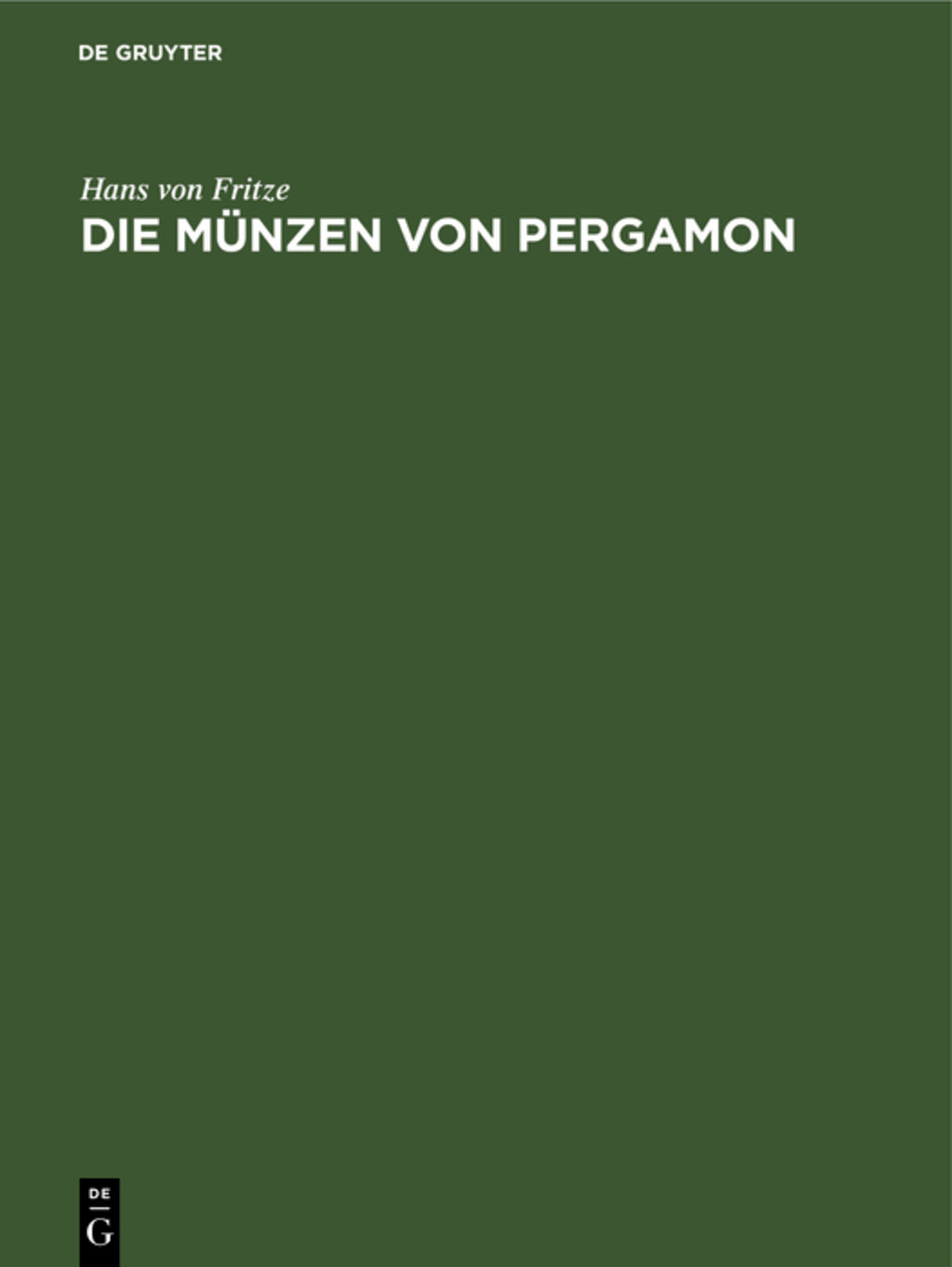 Cover image for Die Münzen von Pergamon ISBN 9783112505755