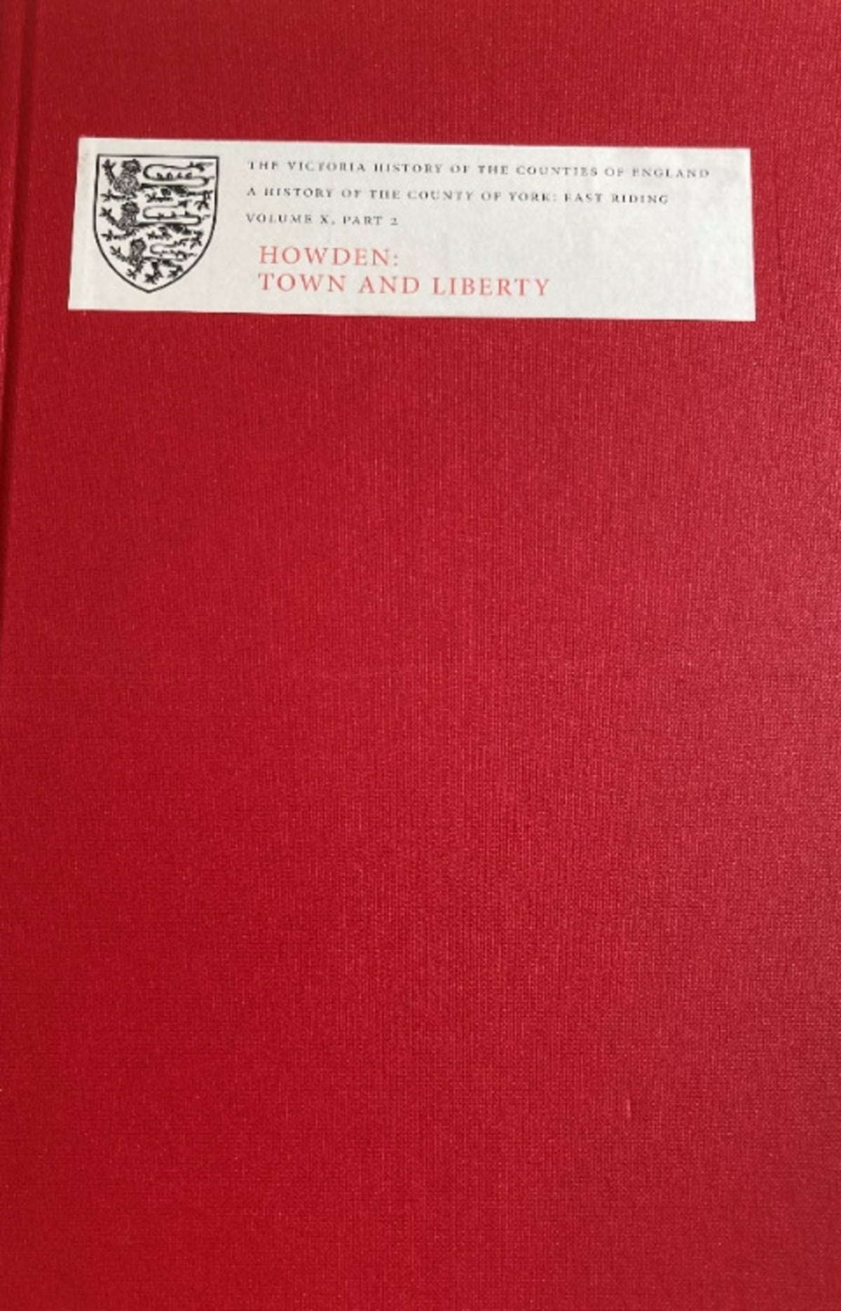 Cover image for A History of the County of York: East Riding ISBN 9781904356530