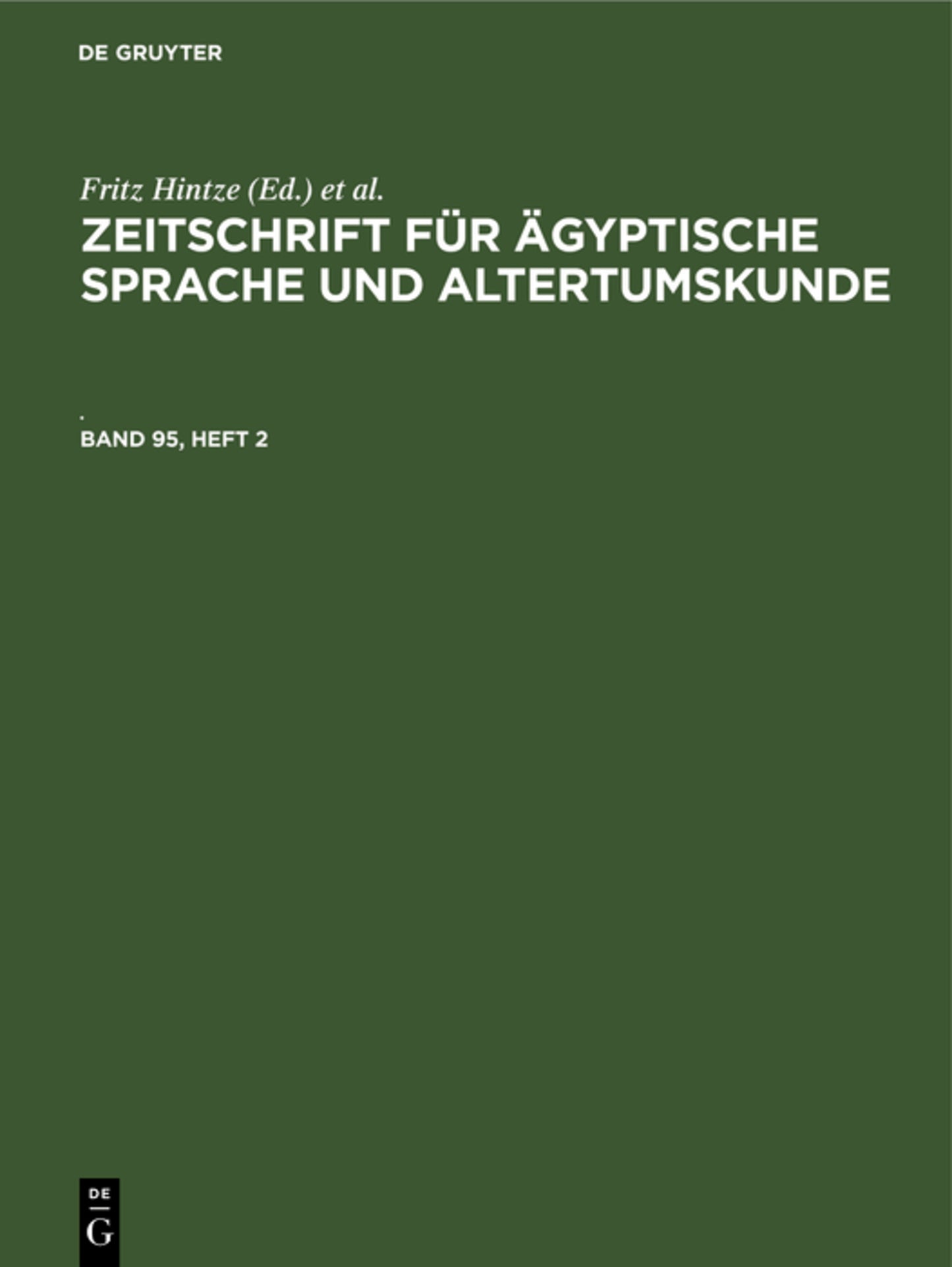 Zeitschrift für Ägyptische Sprache und Altertumskunde. Band 95, Heft 2