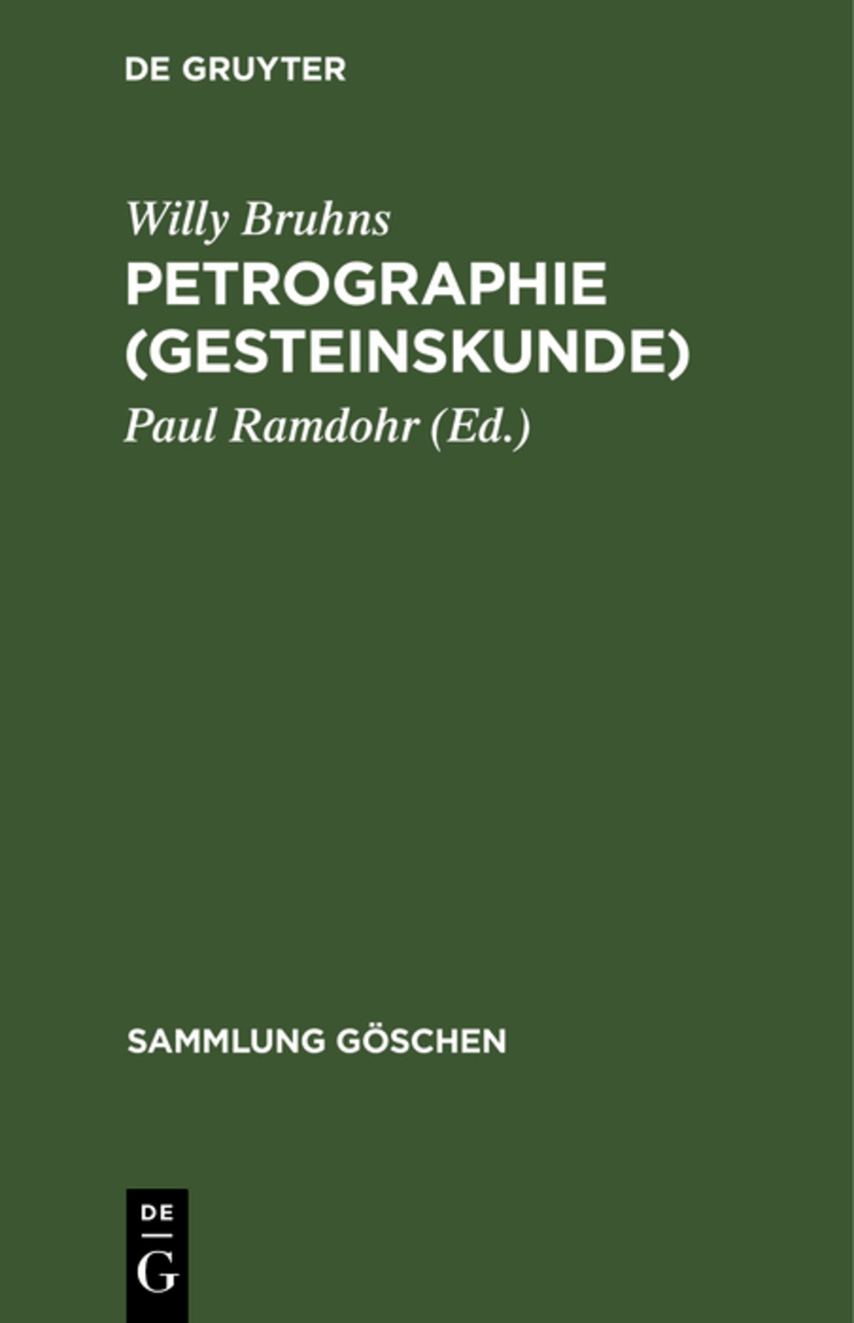 Cover image for Petrographie (Gesteinskunde) ISBN 9783111003535