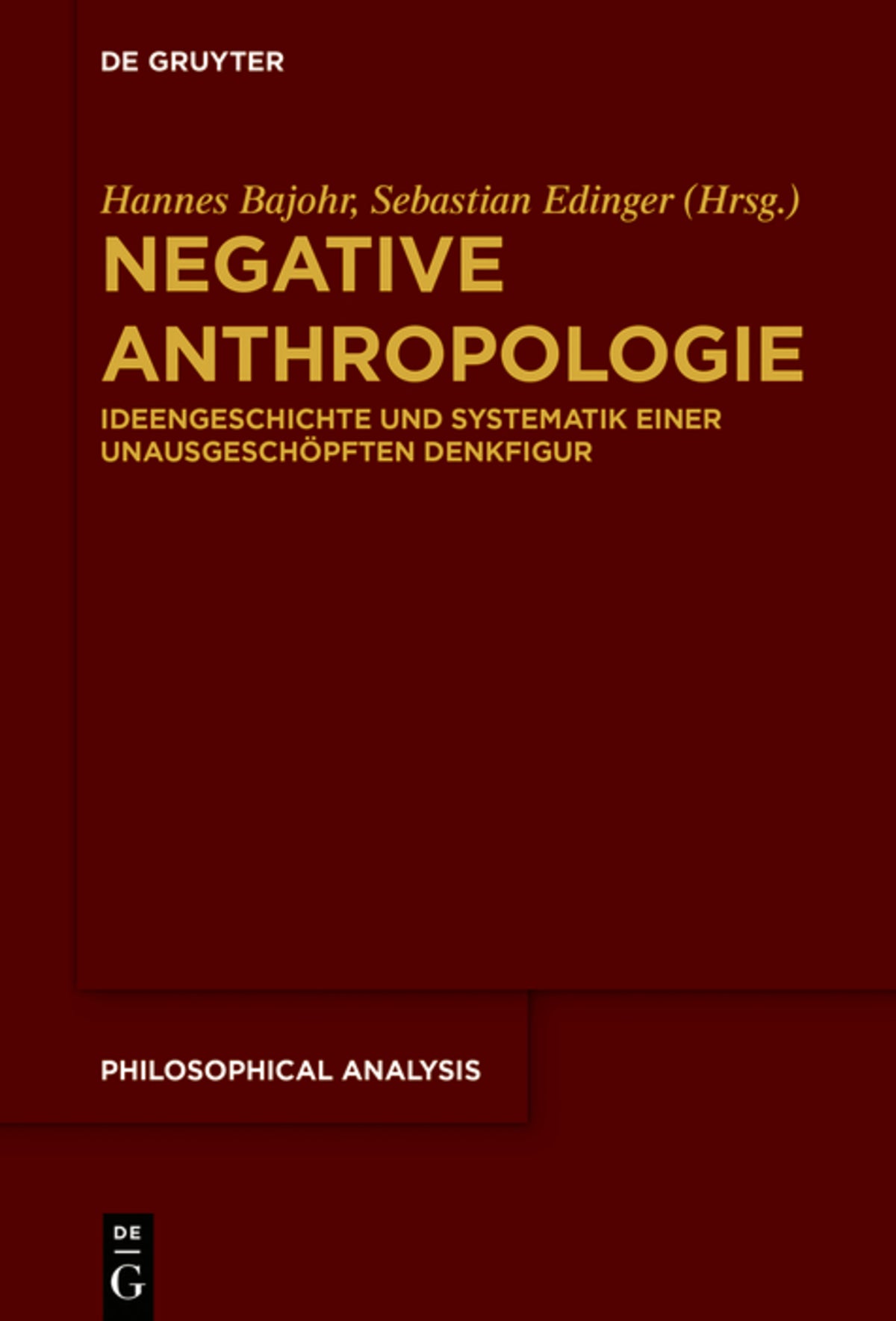Cover image for Negative Anthropologie ISBN 9783110716870