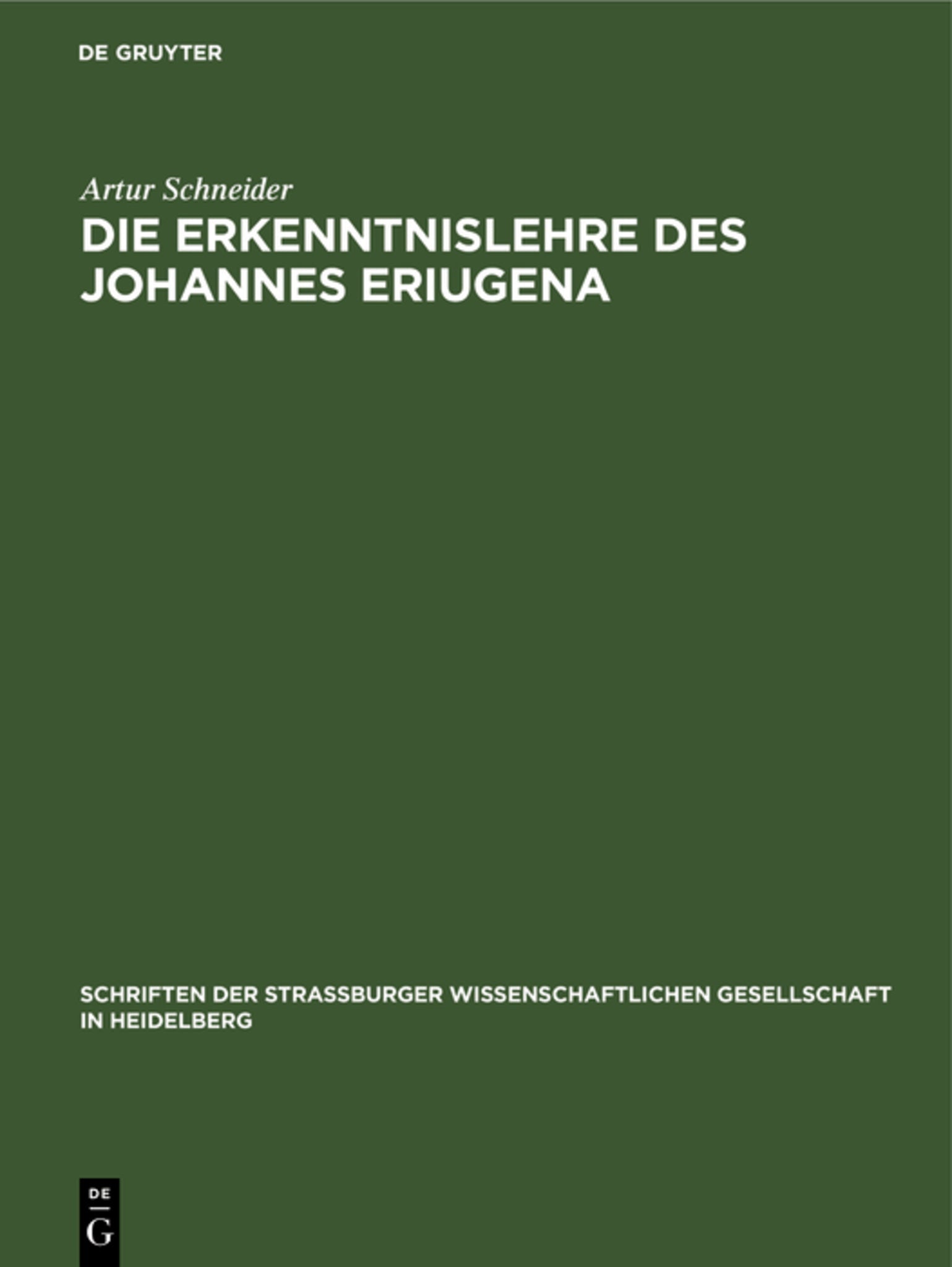 Cover image for Die Erkenntnislehre des Johannes Eriugena ISBN 9783112693872