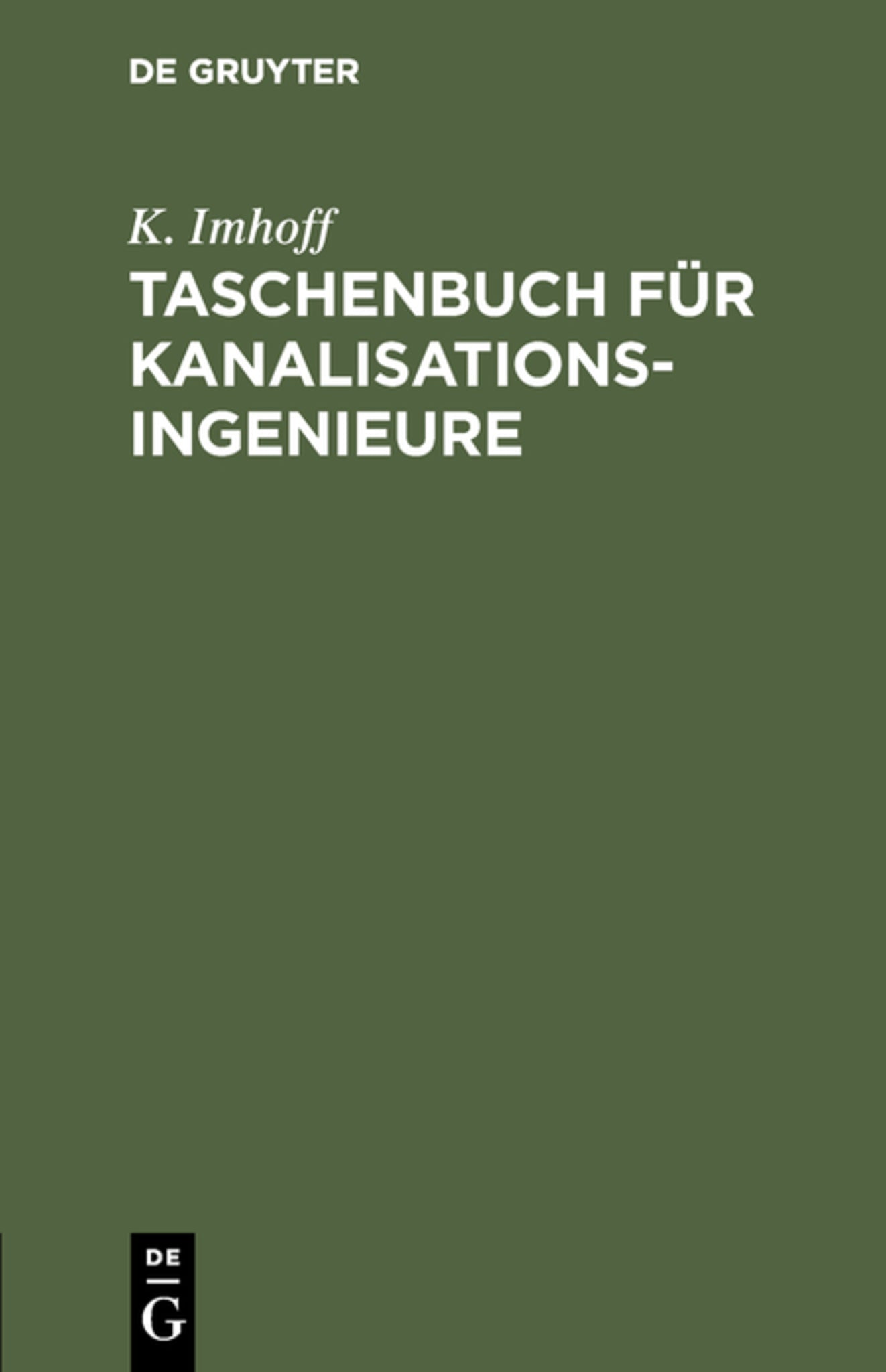 Taschenbuch für Kanalisationsingenieure