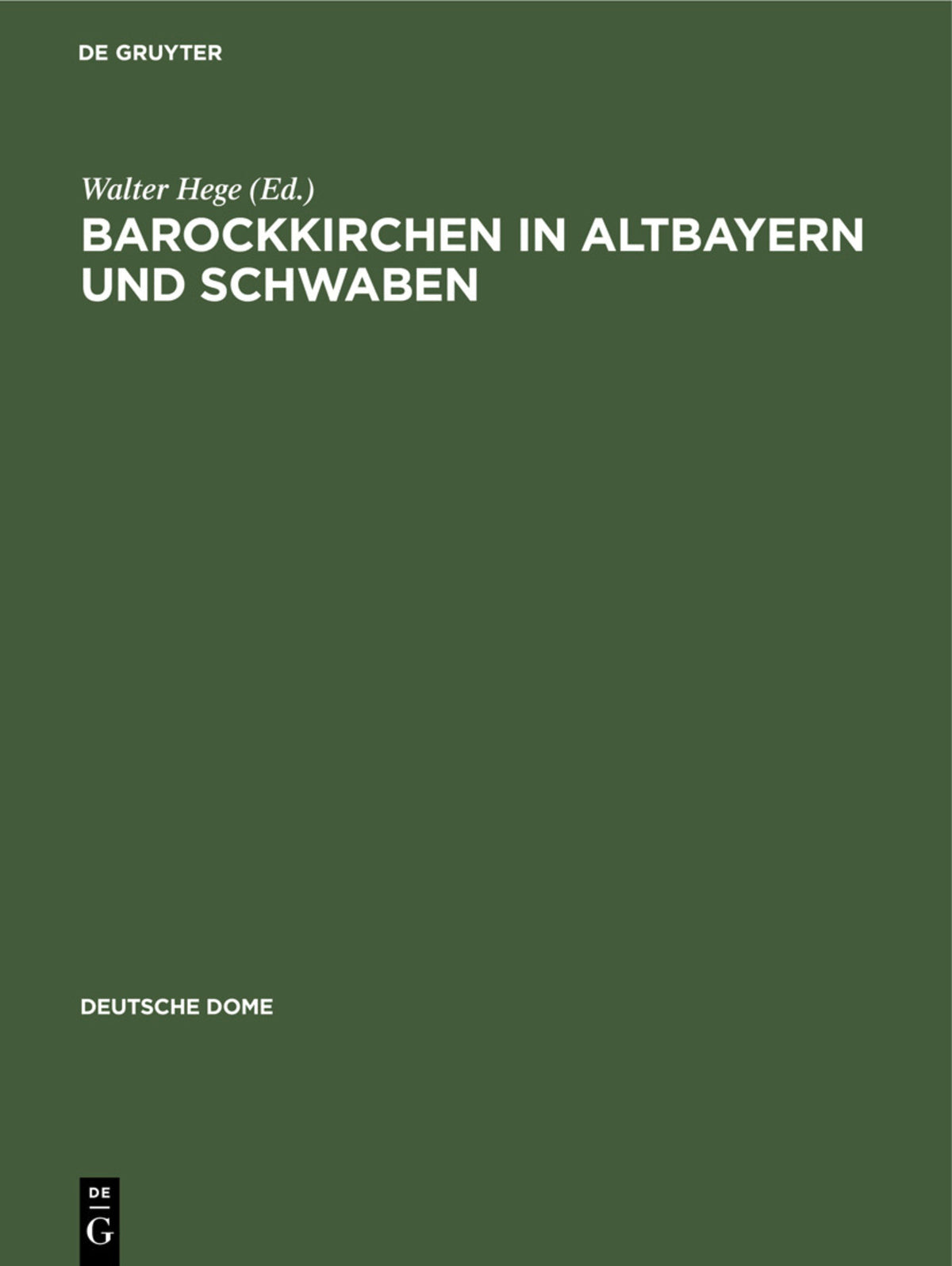 Cover image for Barockkirchen in Altbayern und Schwaben ISBN 9783112361191