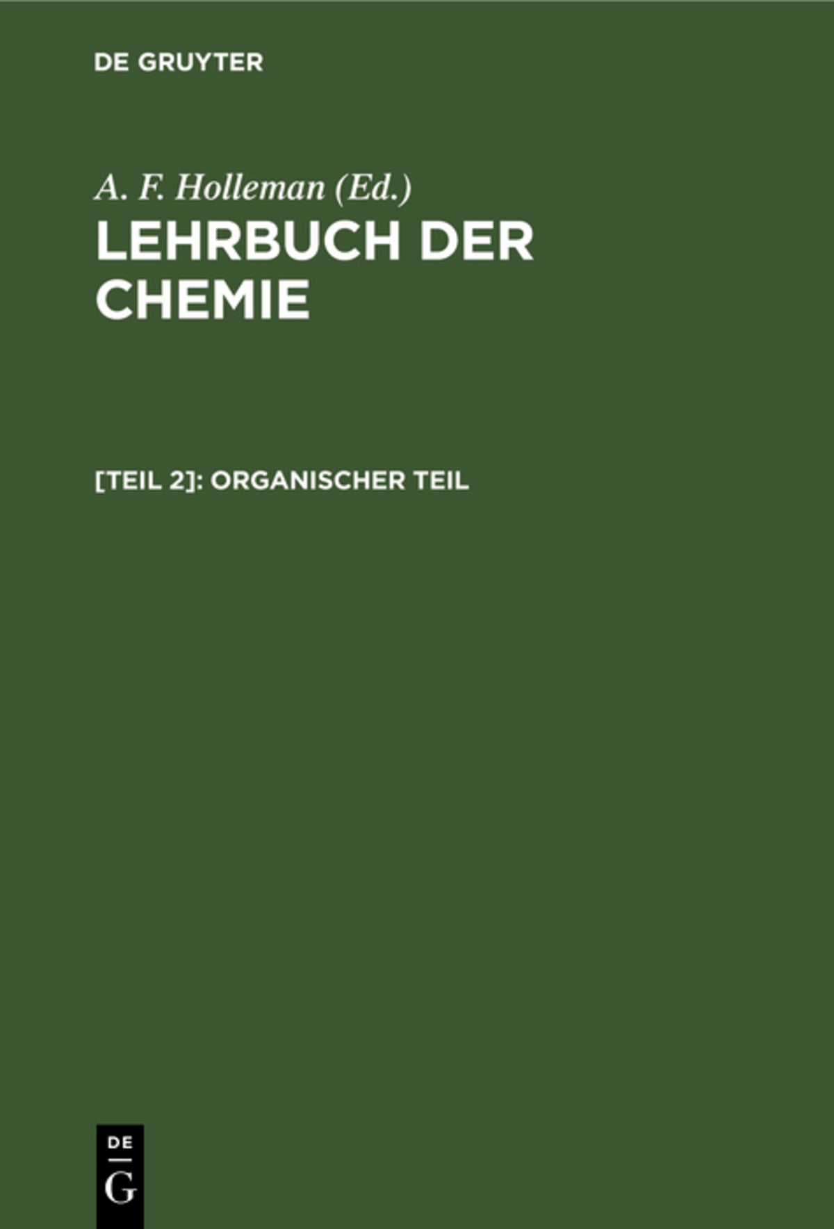 Cover image for Organischer Teil ISBN 9783112370698