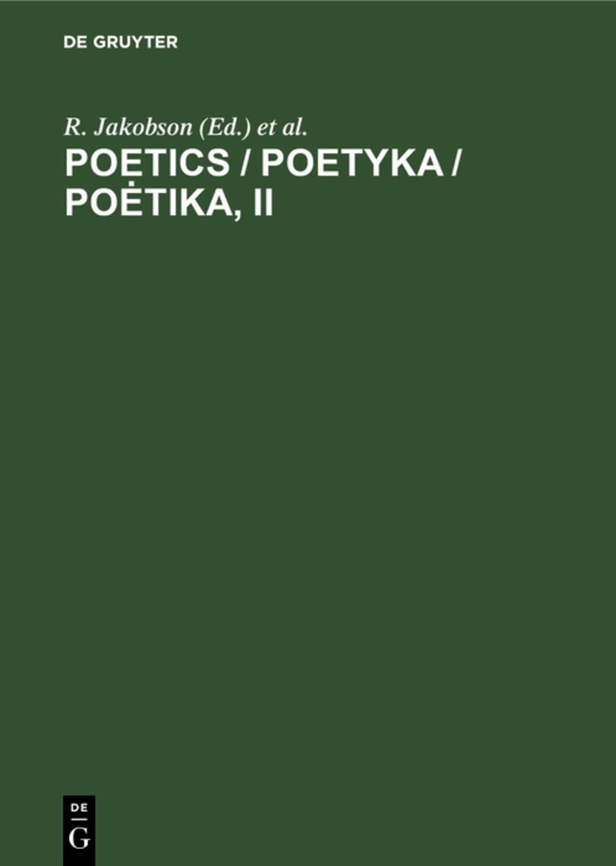 Poetics / Poetyka / Poėtika, II