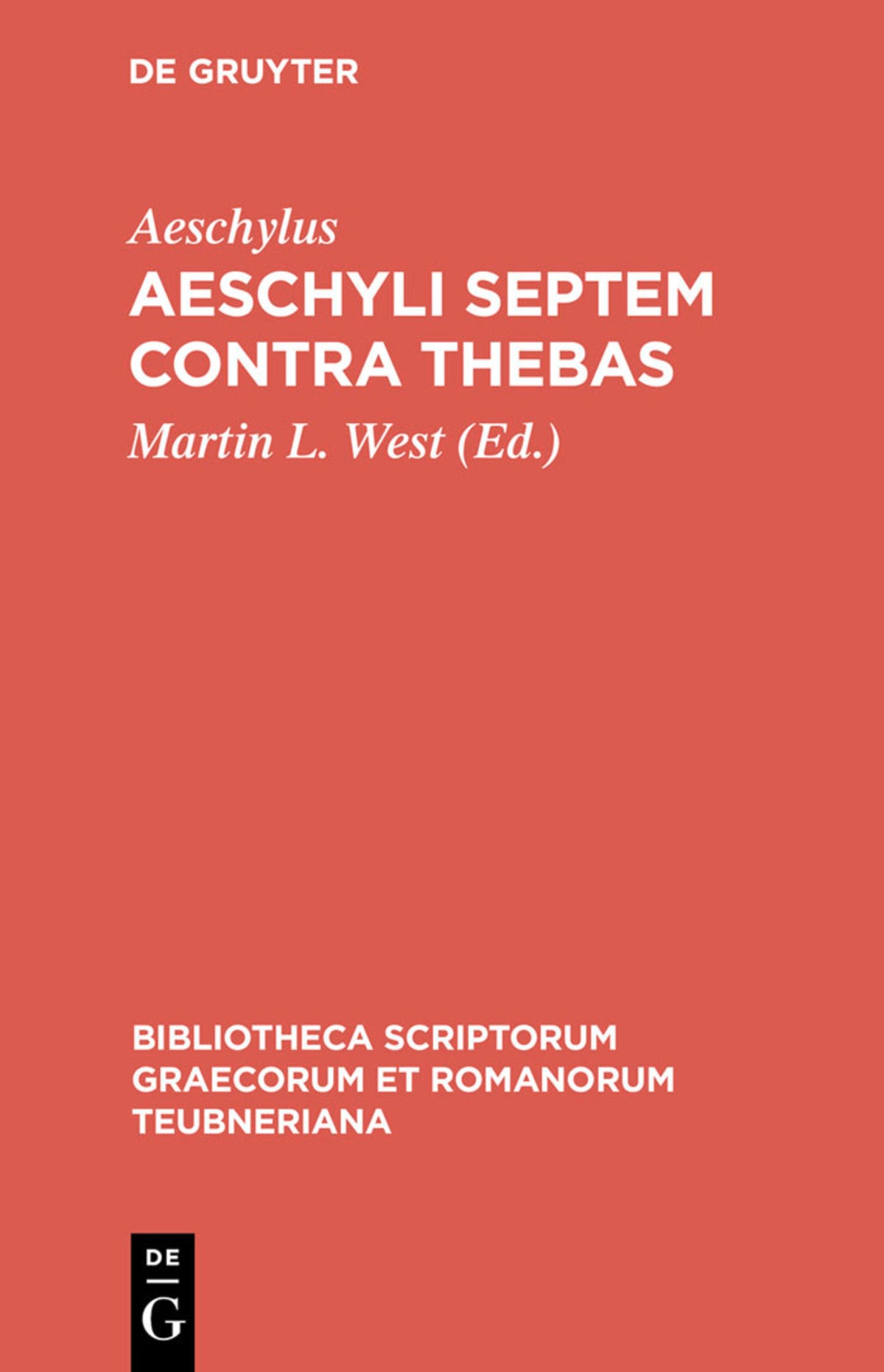 Cover image for Aeschyli Septem contra Thebas ISBN 9783598710193