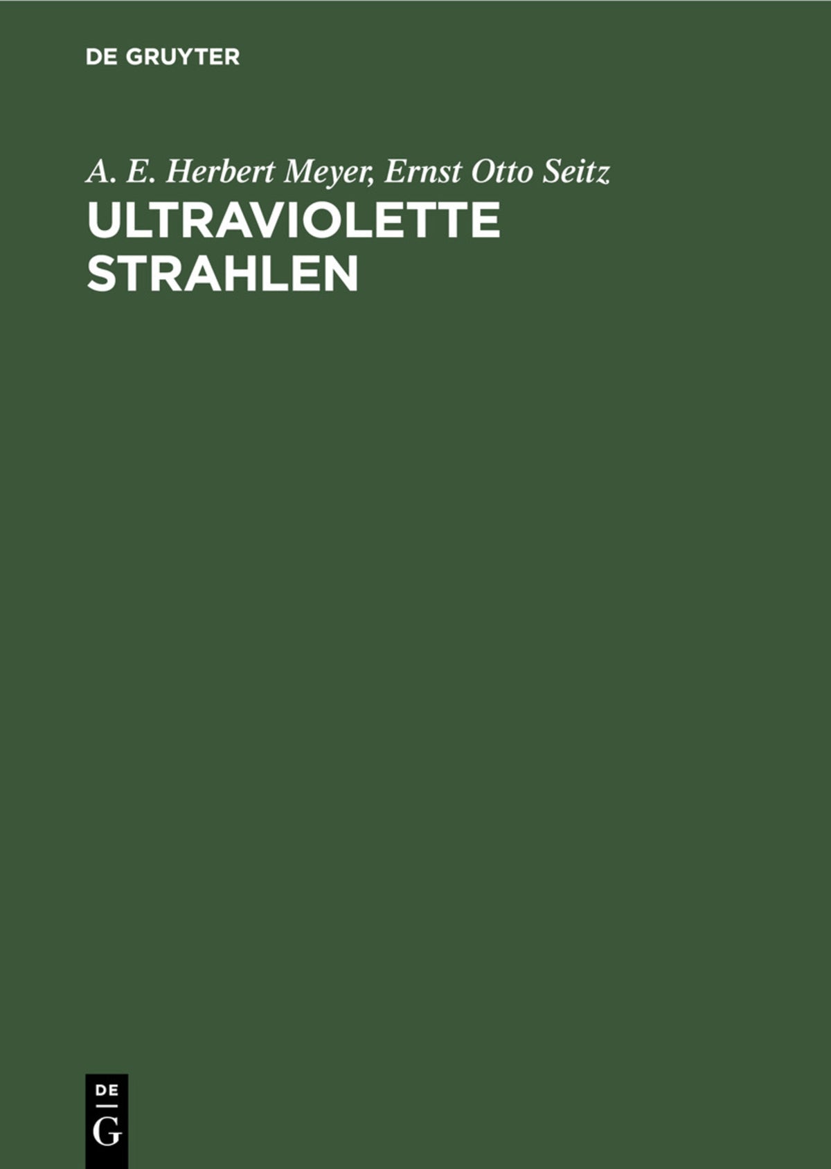 Cover image for Ultraviolette Strahlen ISBN 9783112341711