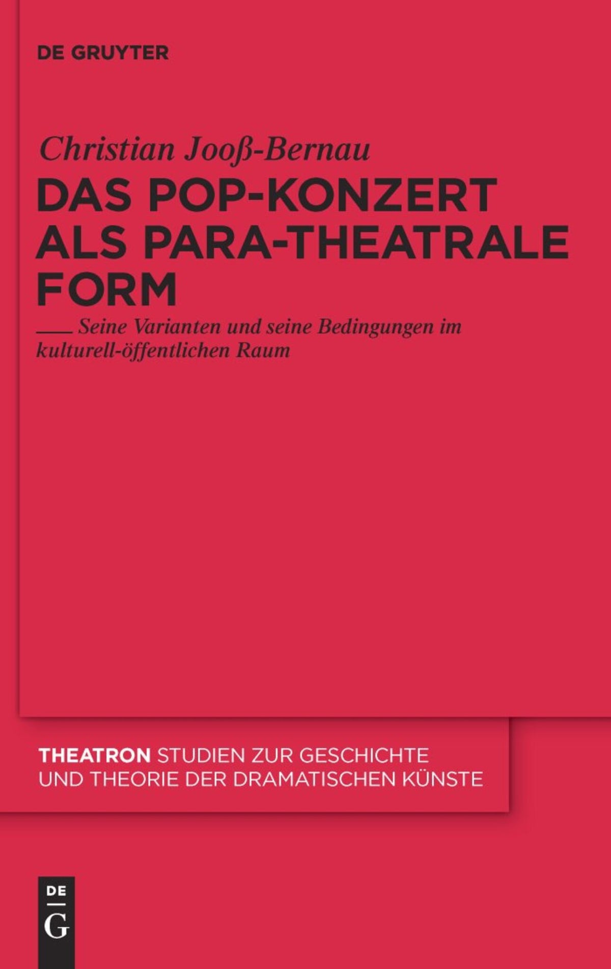 Cover image for Das Pop-Konzert als para-theatrale Form ISBN 9783110230475