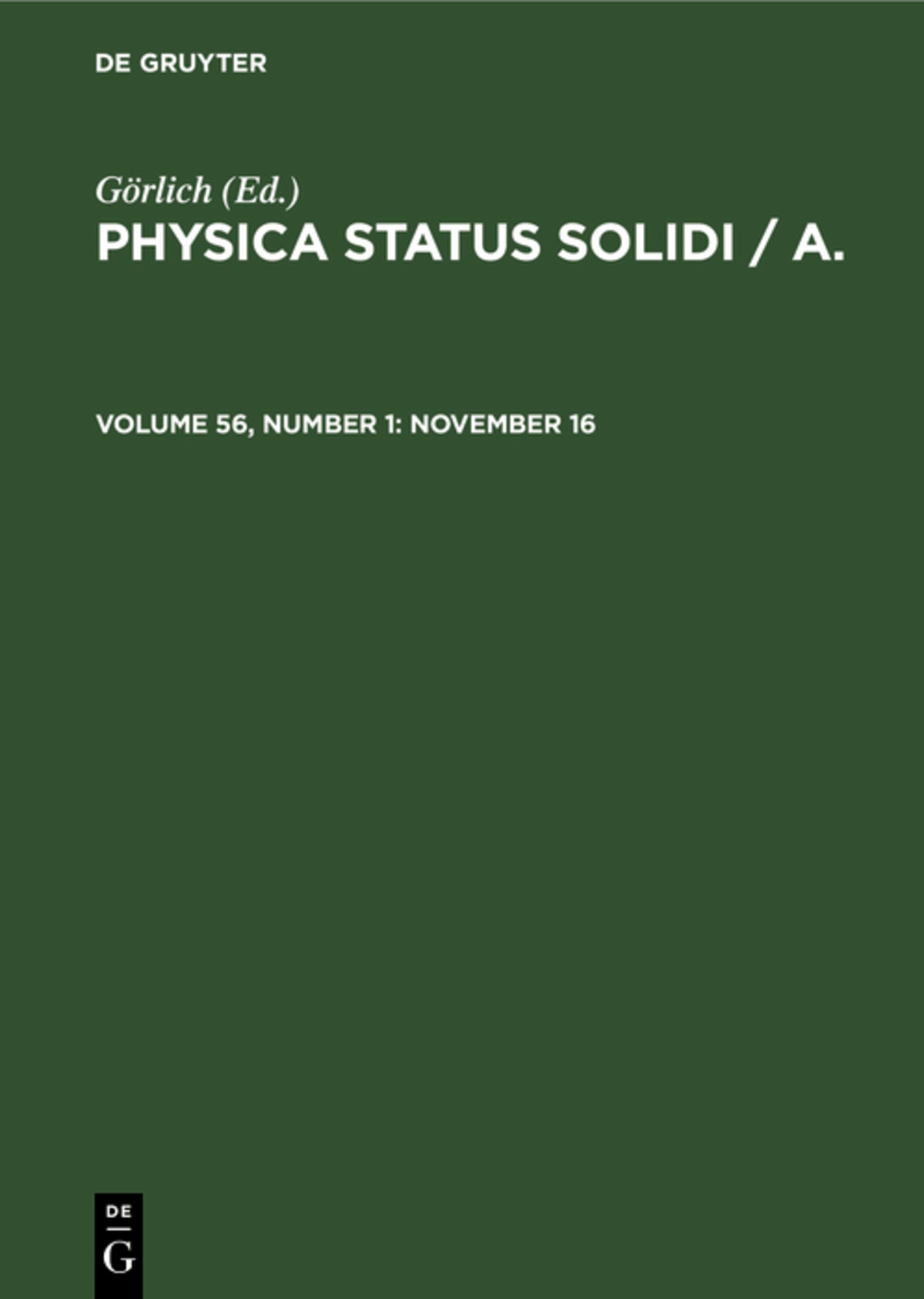 Cover image for November 16 ISBN 9783112472910