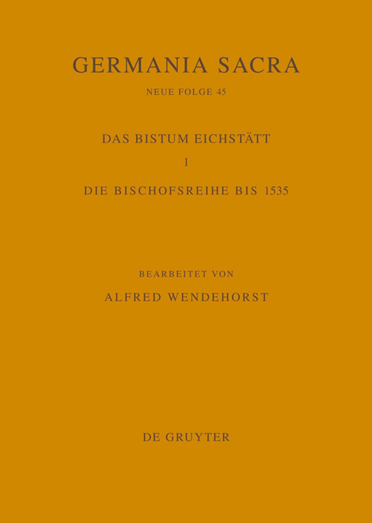 Die Bistümer der Kirchenprovinz Mainz. Das Bistum Eichstätt 1